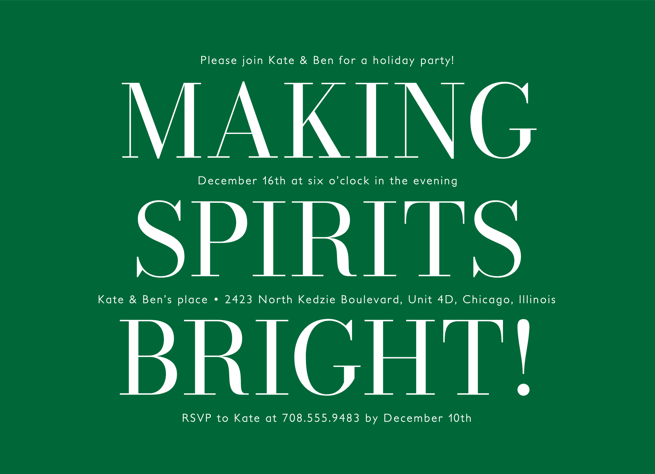 Holiday Stacked Text Invite