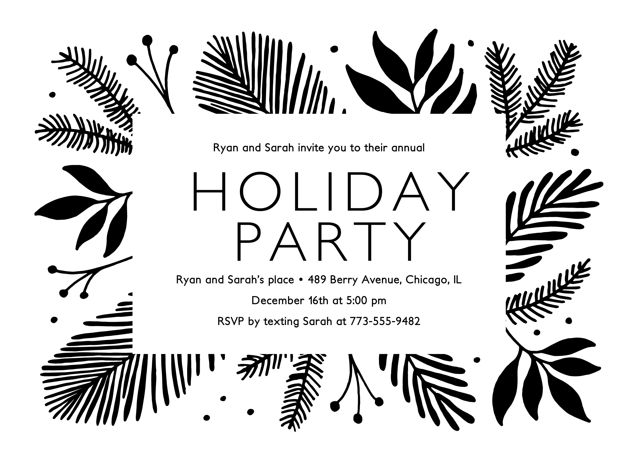 Leafy Holiday Invite