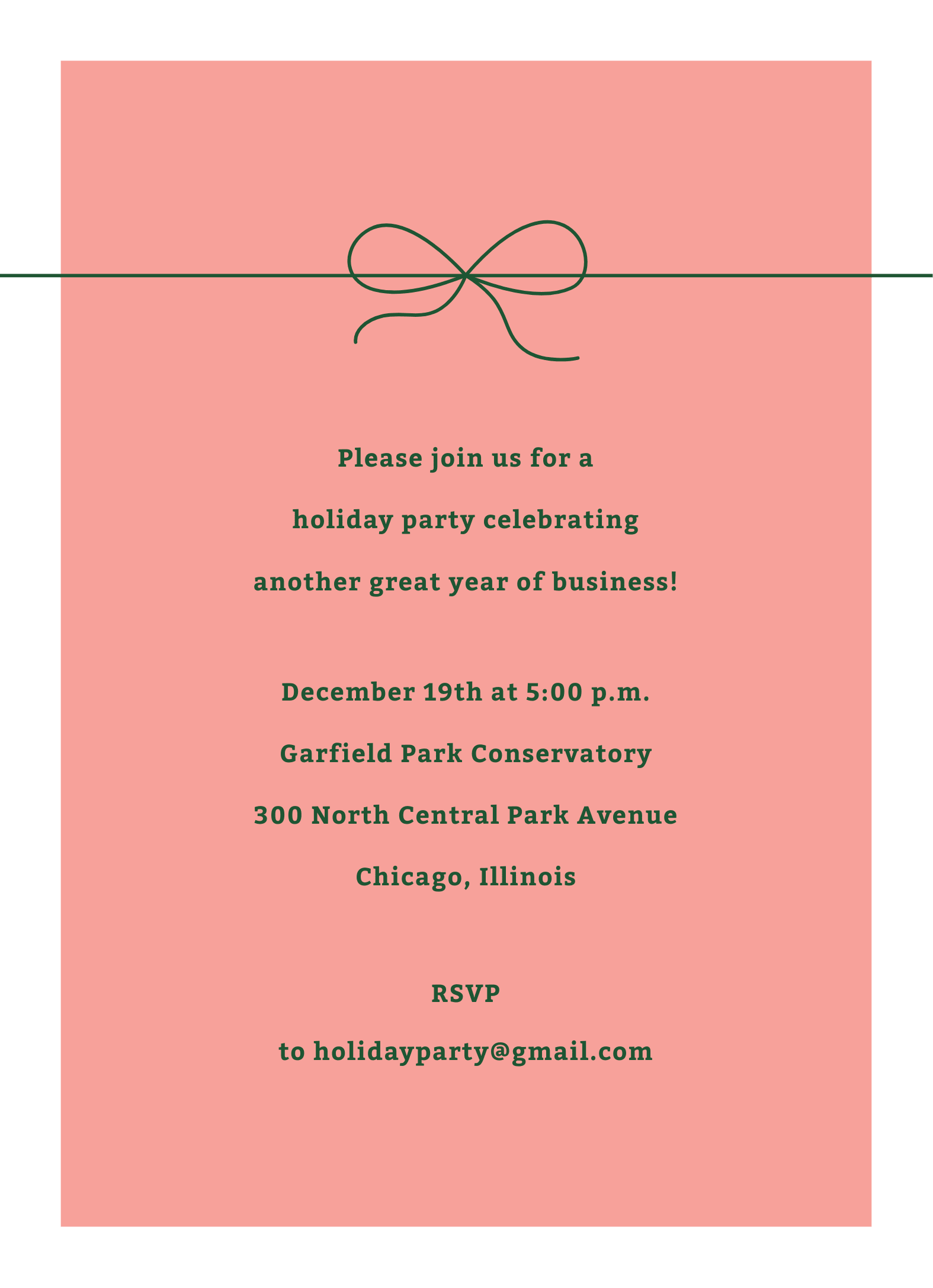 Simple Bow Holiday Invite