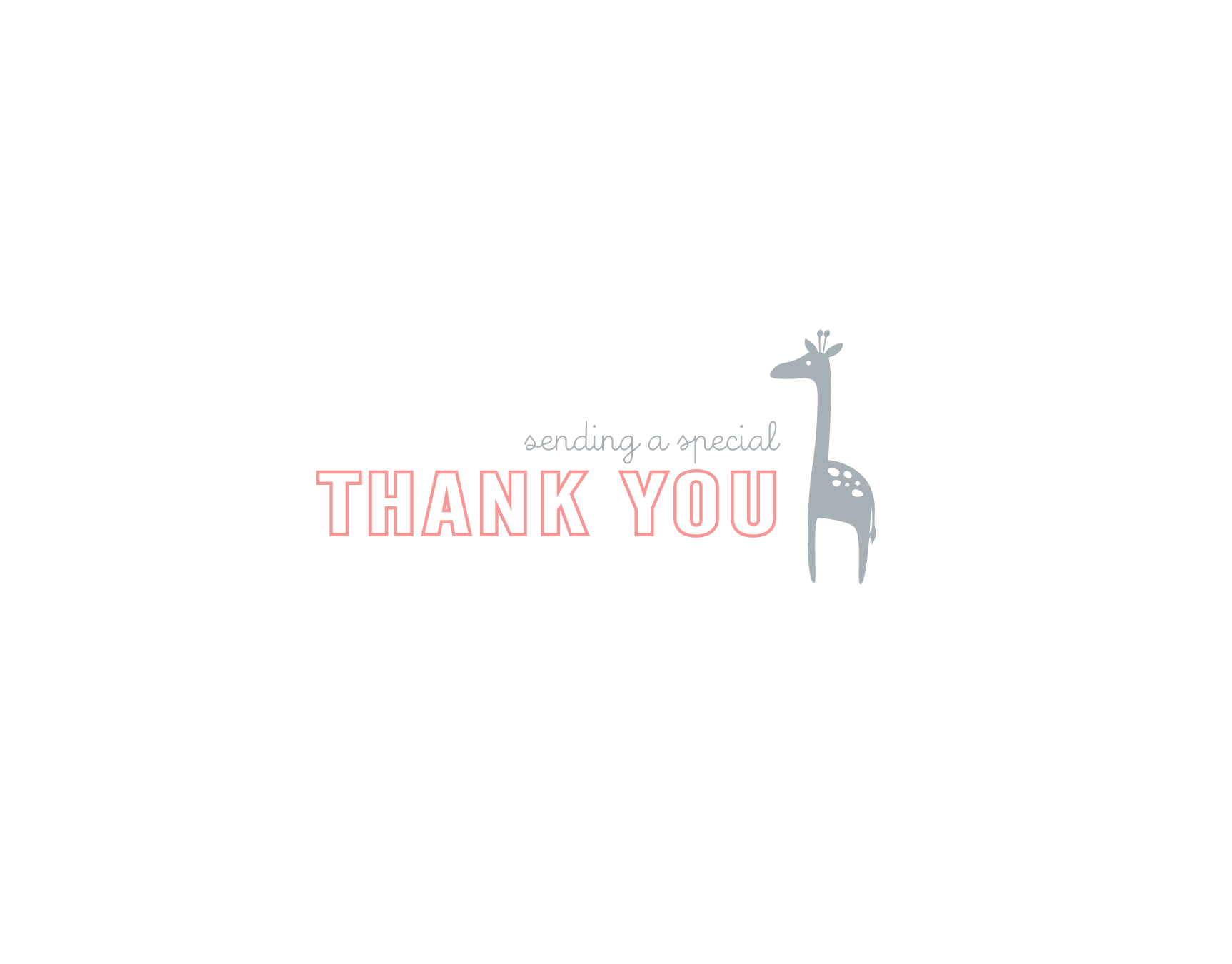 Small Thank You Giraffe Peach