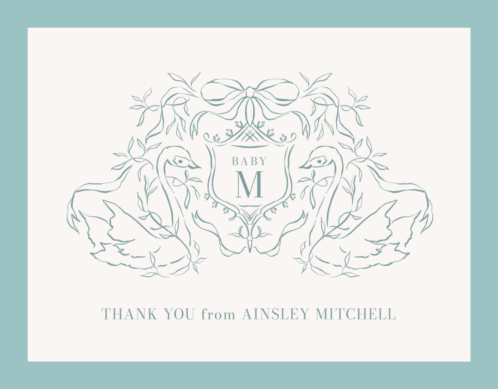 Swan Crest Thank You Aquamarine