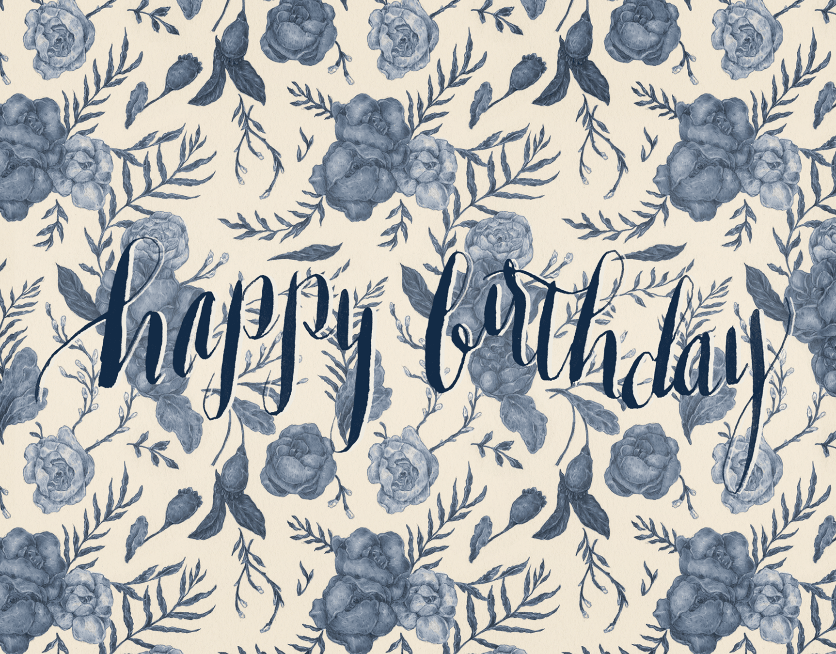 Blue Floral Birthday