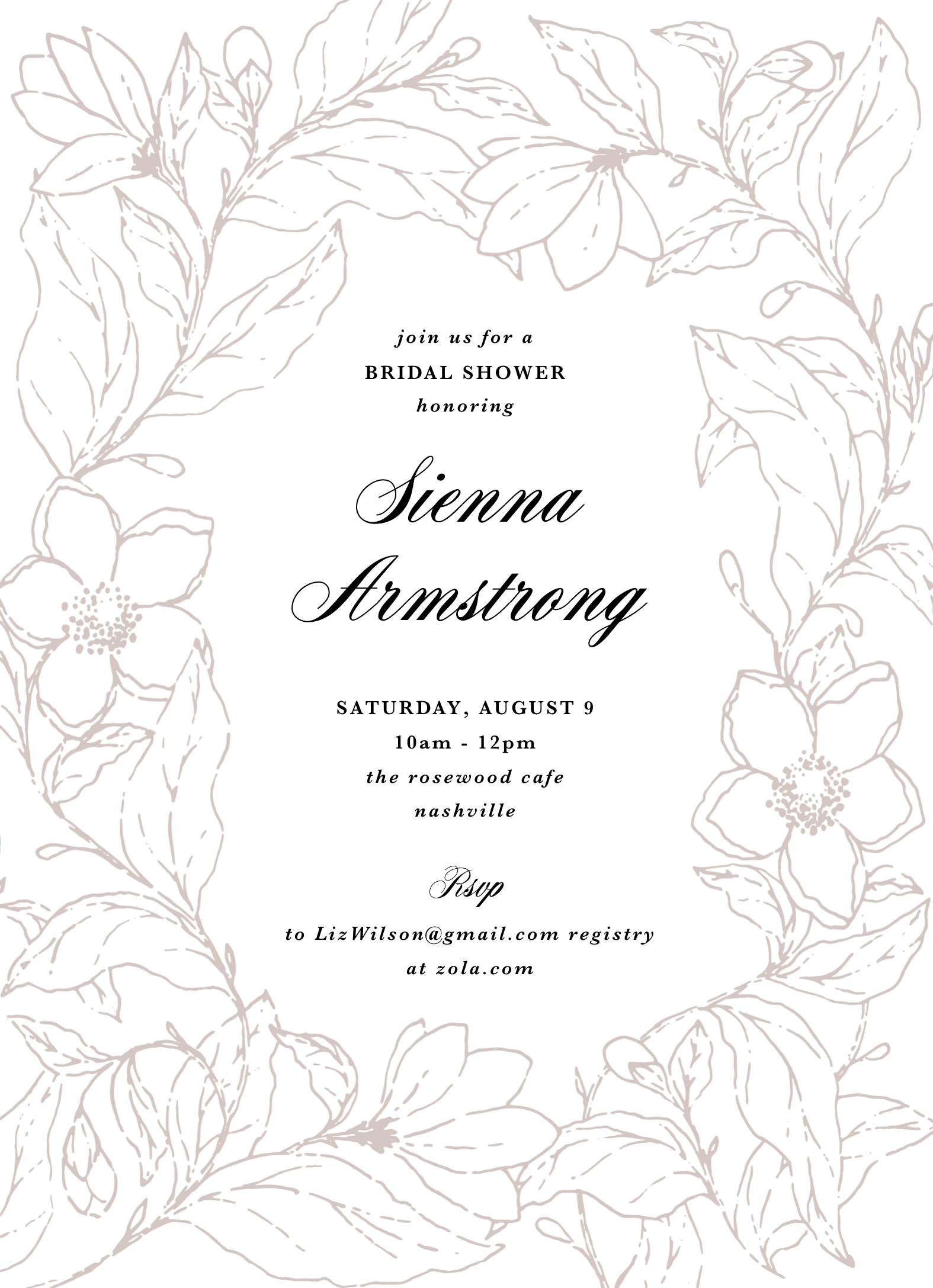 Perennial Bridal Shower Invite Taupe