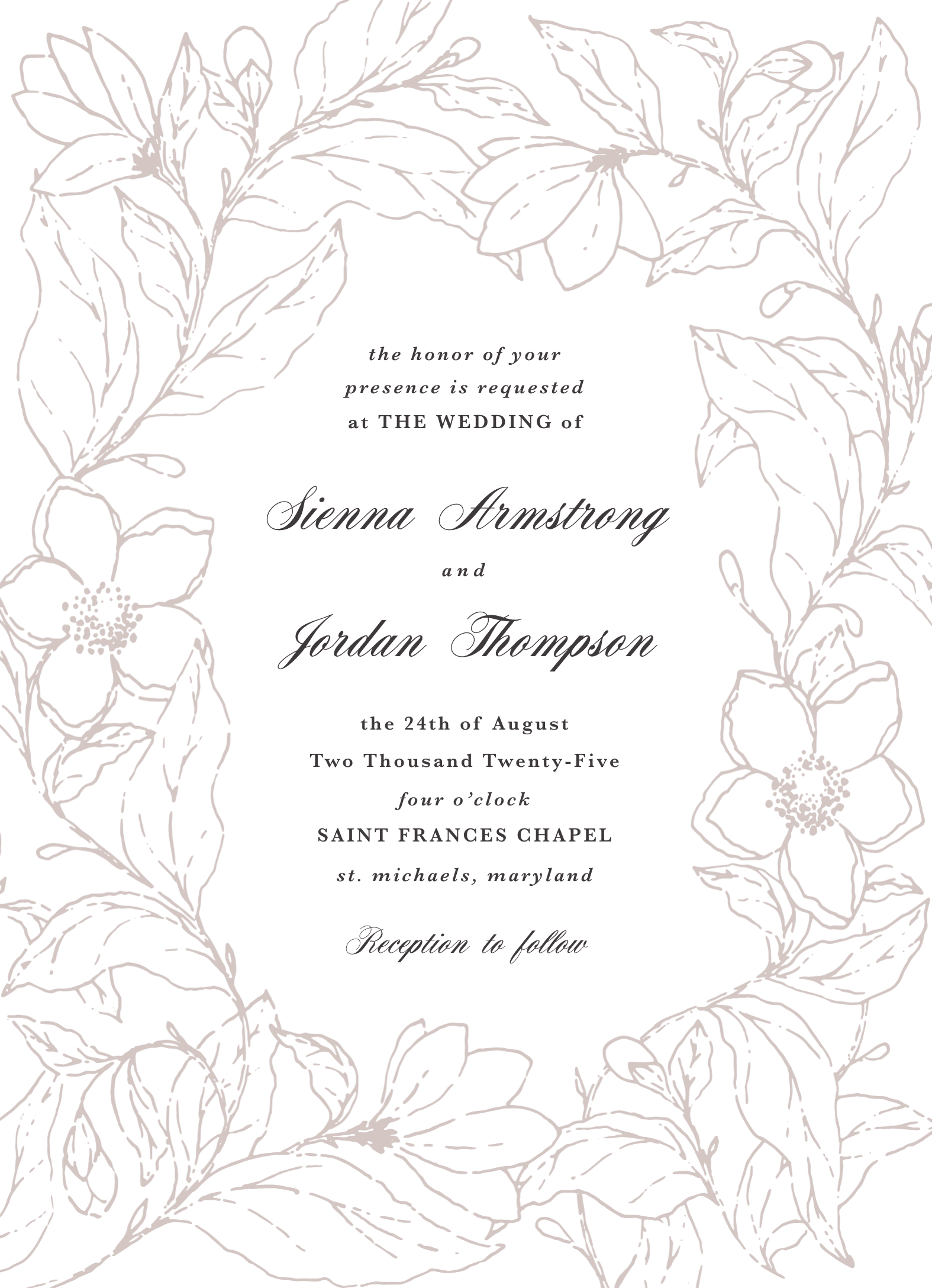 Perennial Wedding Invite Taupe