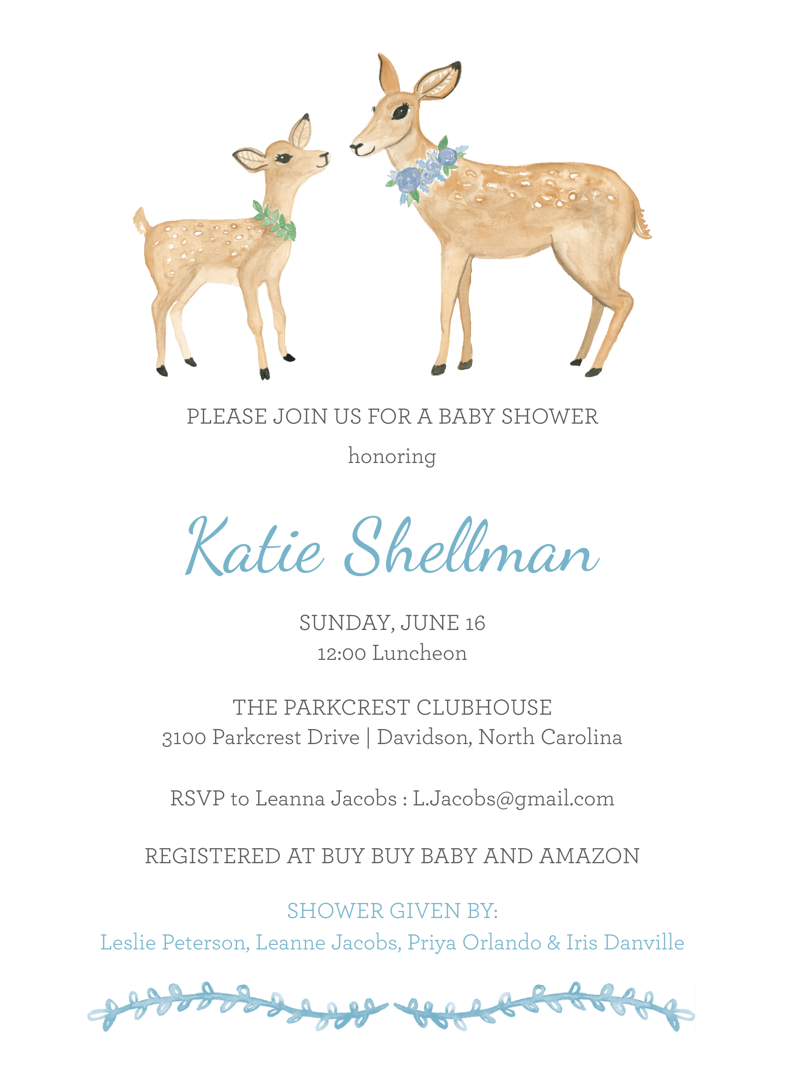 Baby Shower Deer Blue
