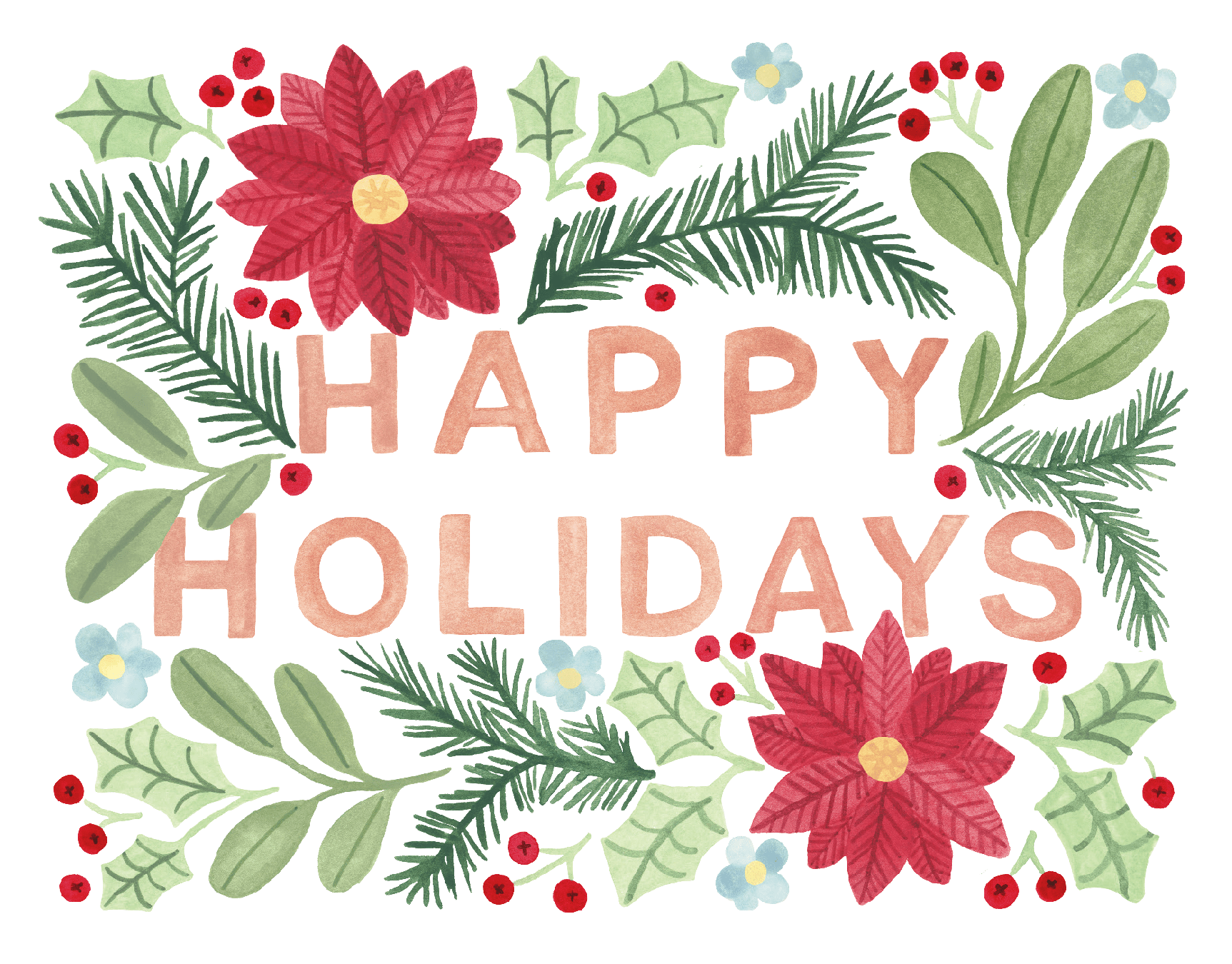 Happy Holidays Muted Floral