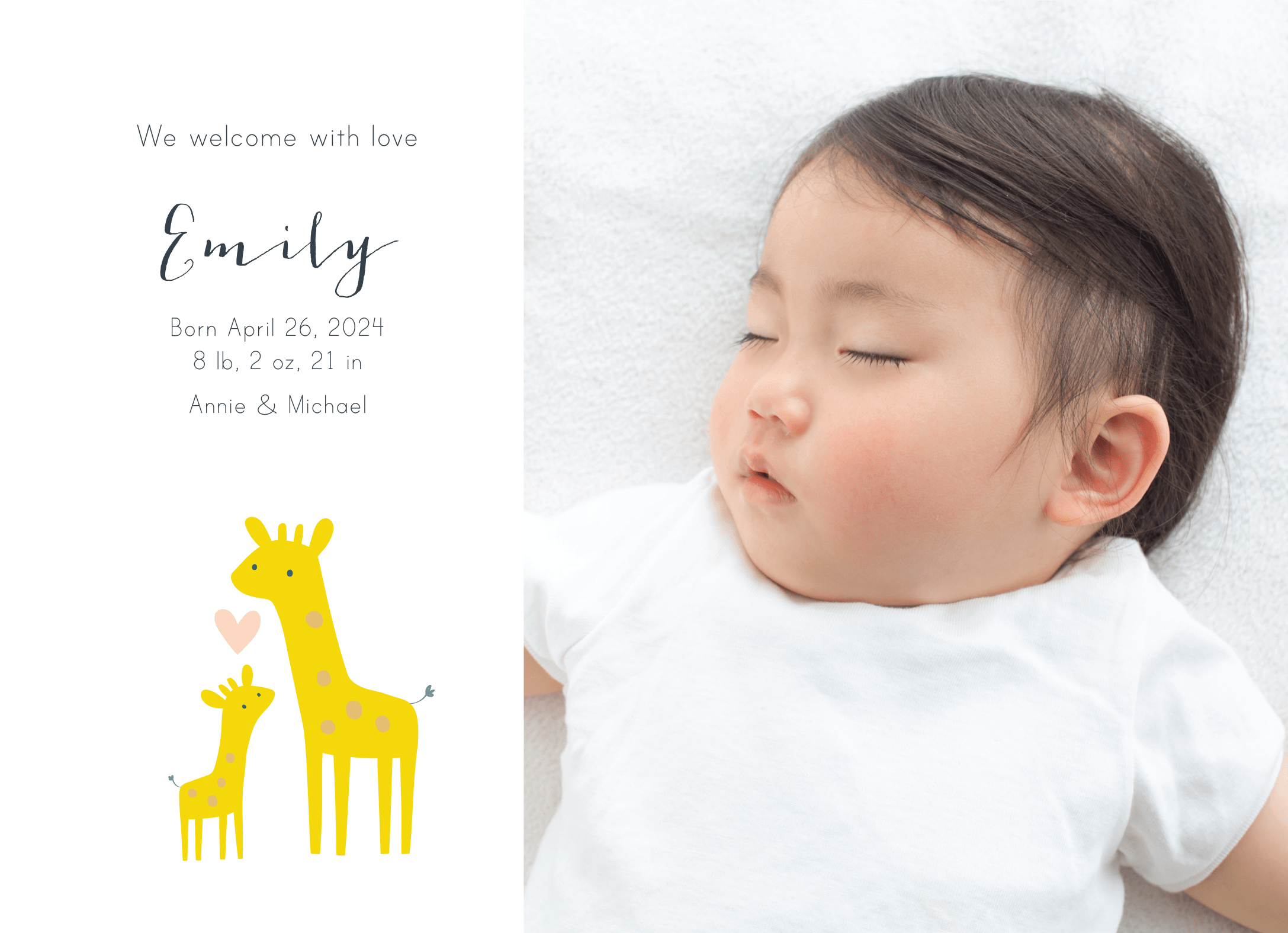 Giraffes Birth Announcement 