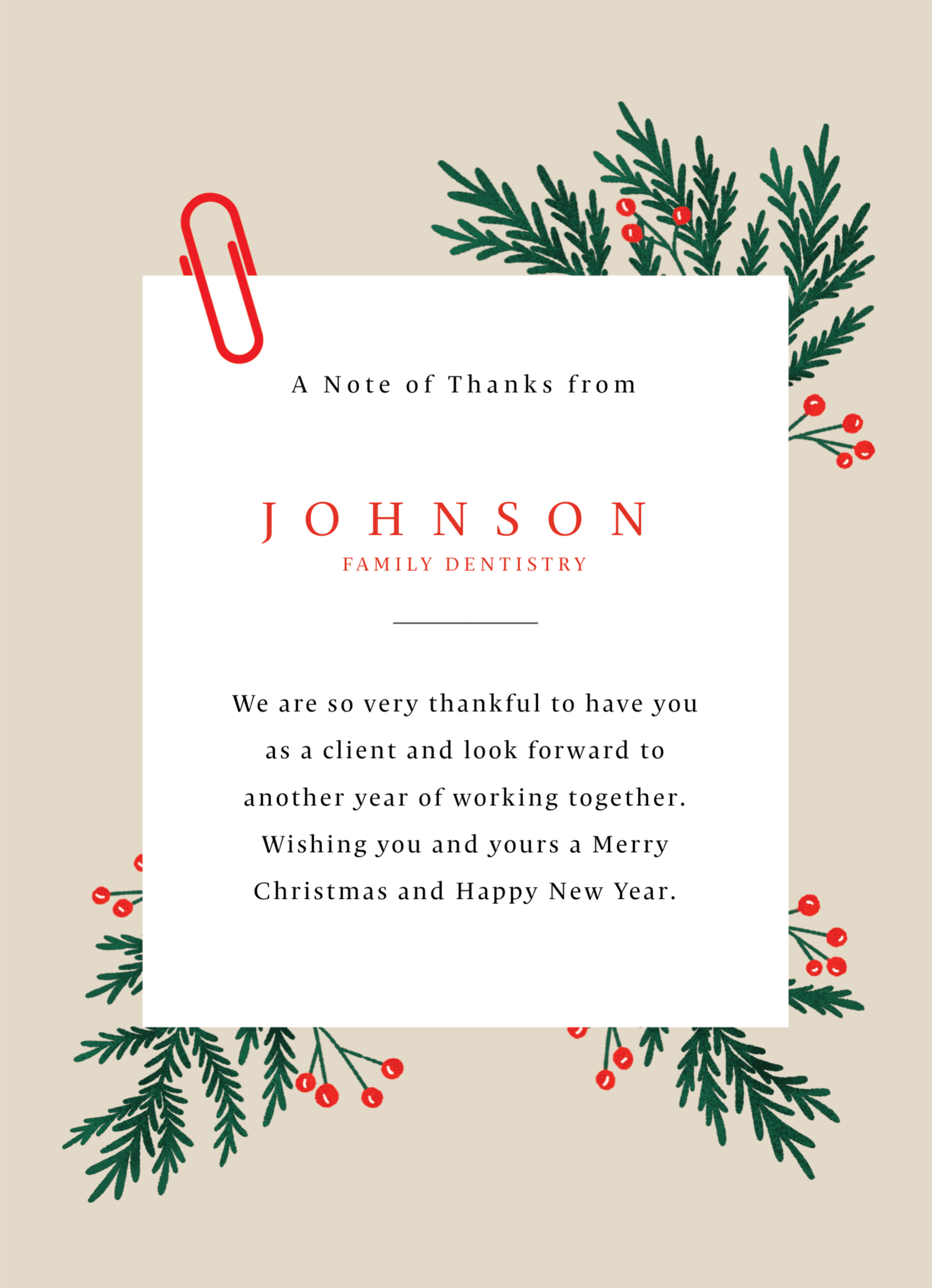 Note Of Thanks