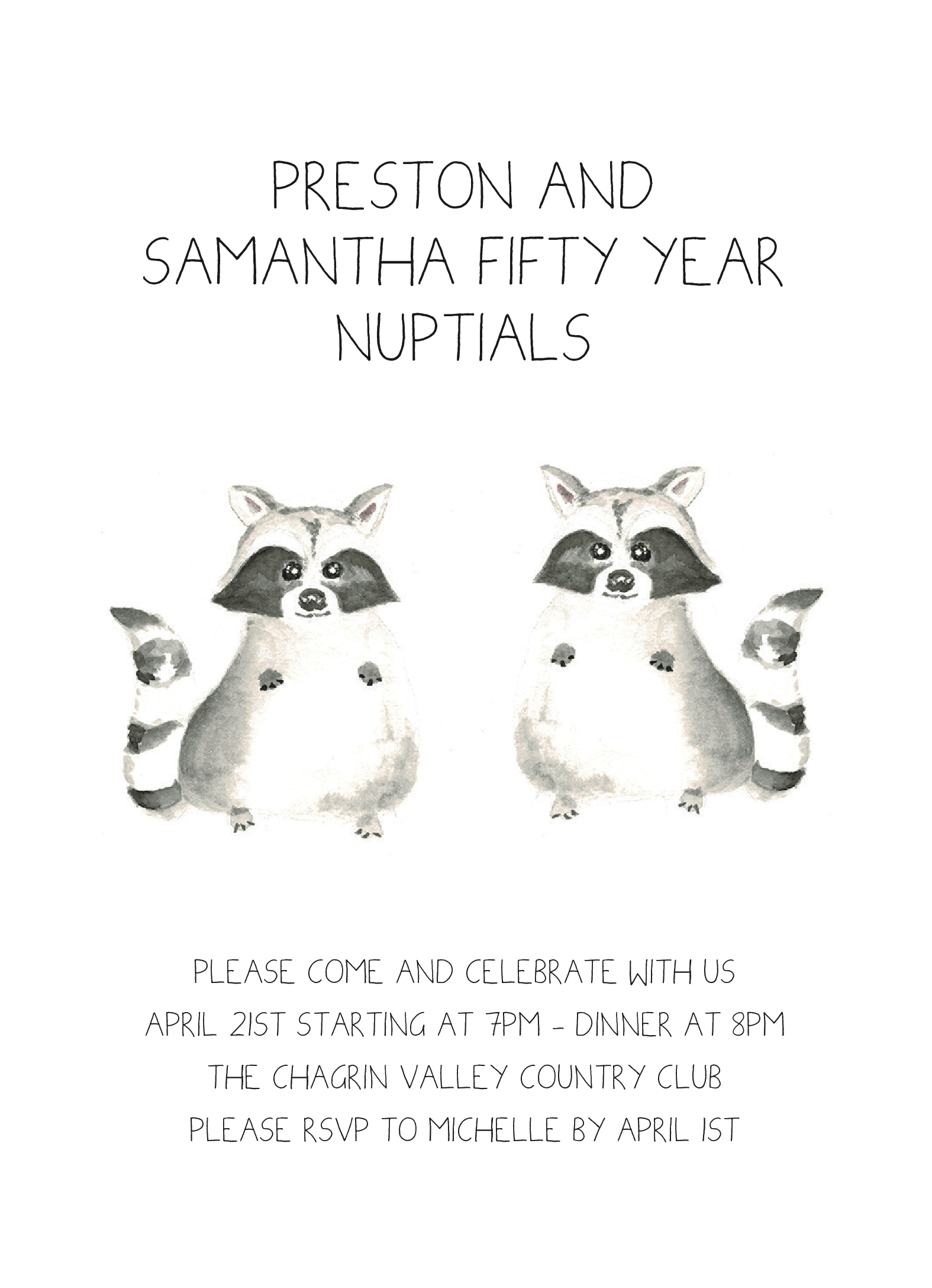 Anniversary Invite Raccoons