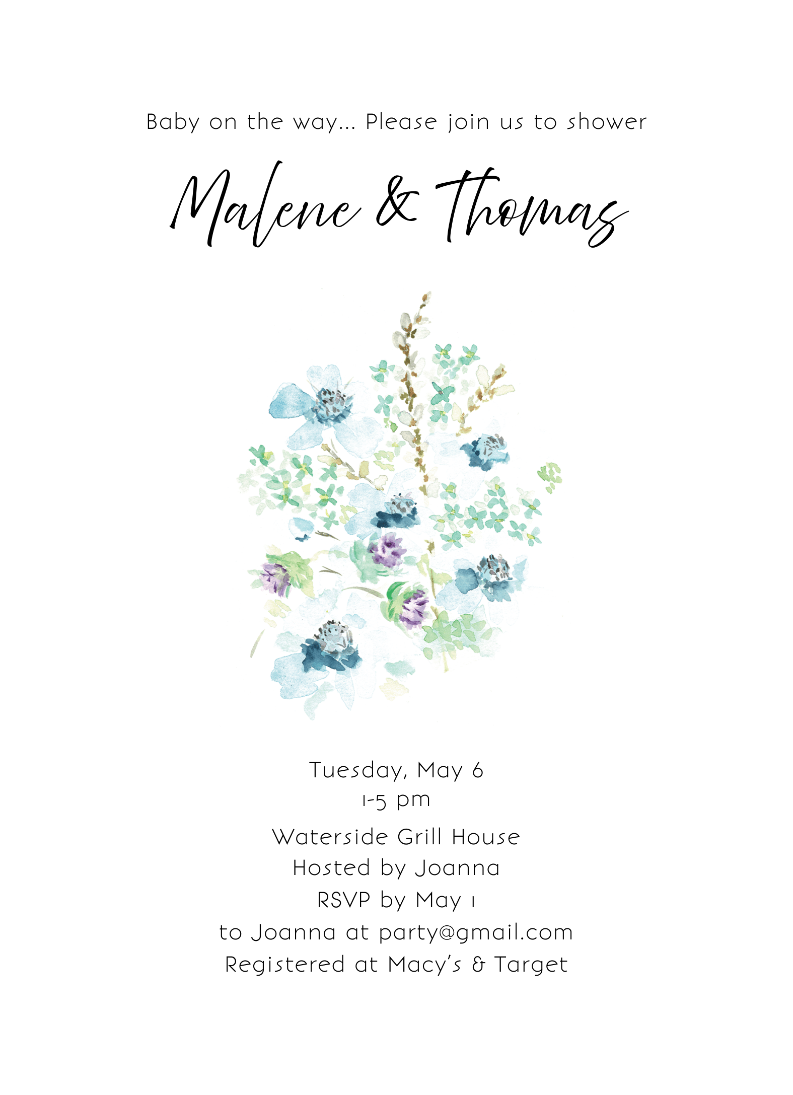 Baby Shower Blue Floral