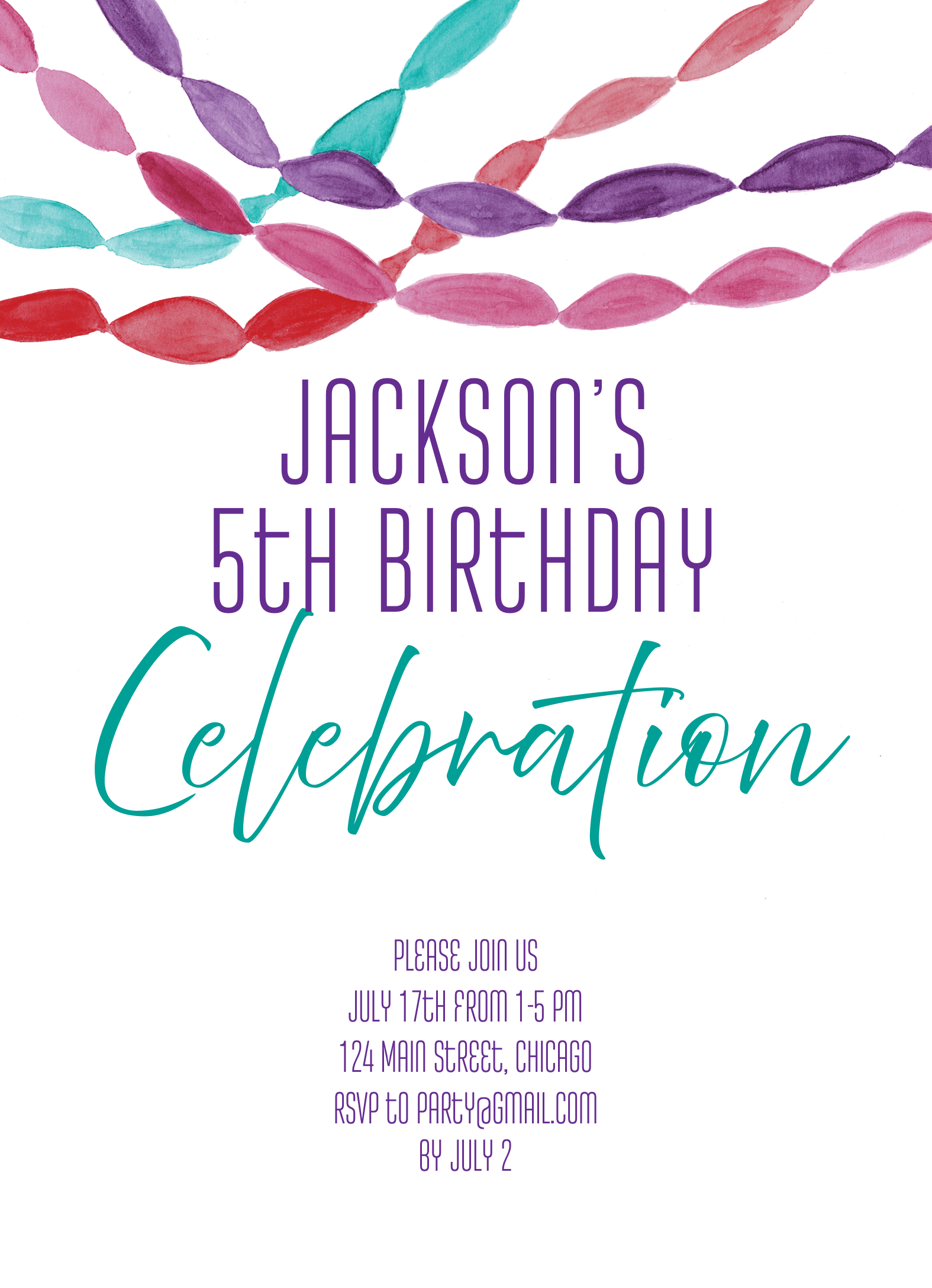 Birthday Invite Streamers