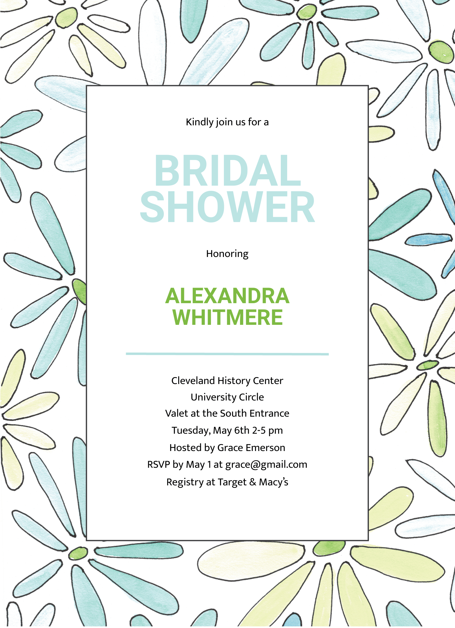 Bridal Shower Retro Blue