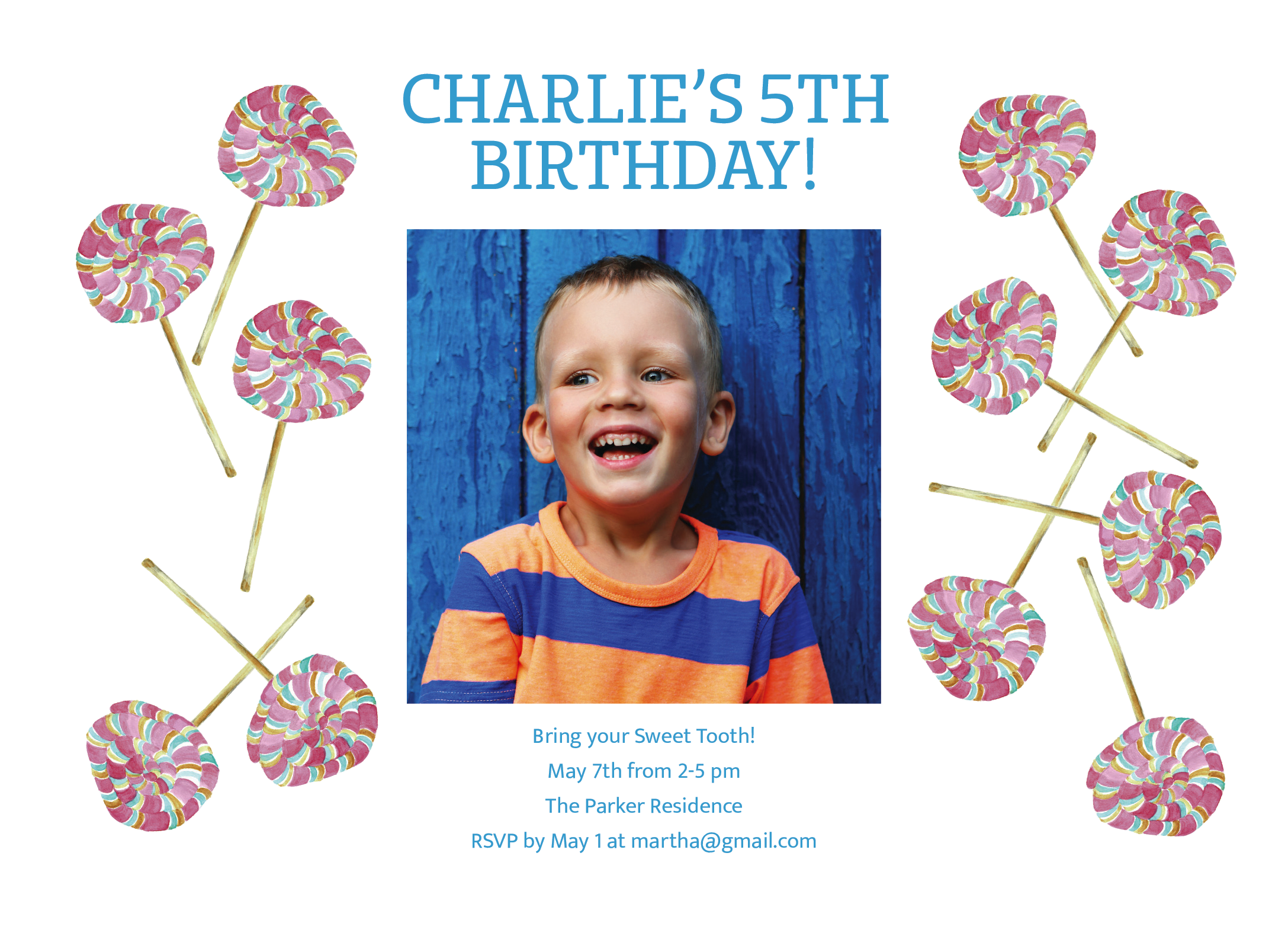 Lollipop Photo Invite