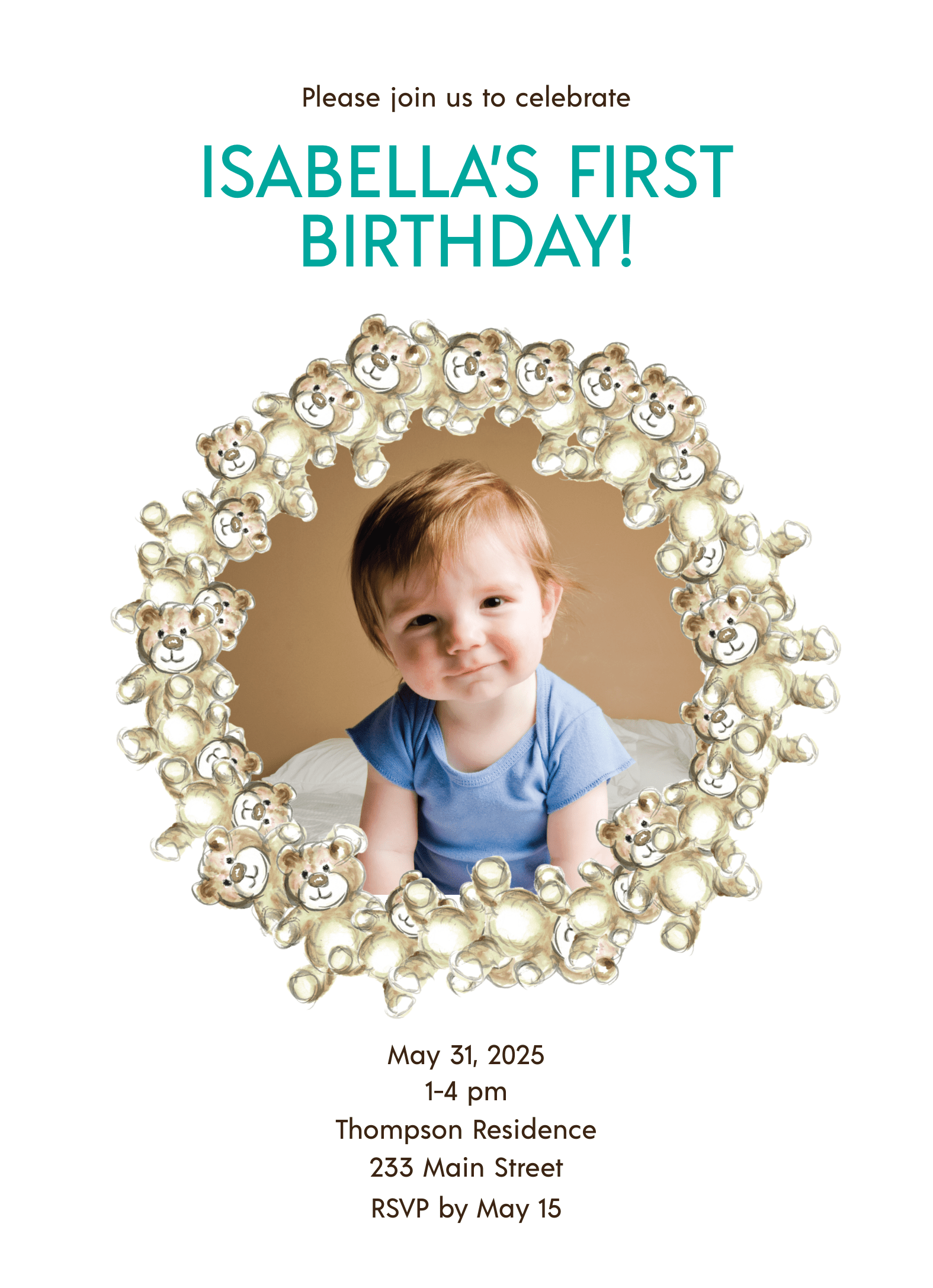 Teddy Bear Birthday Invite