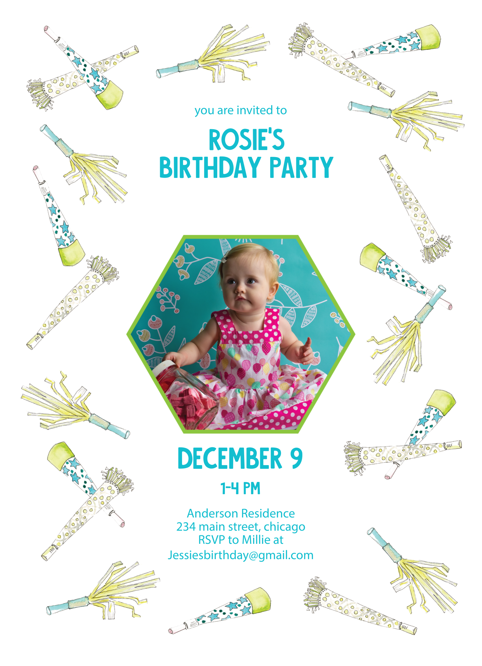 Noise Maker Birthday Invite