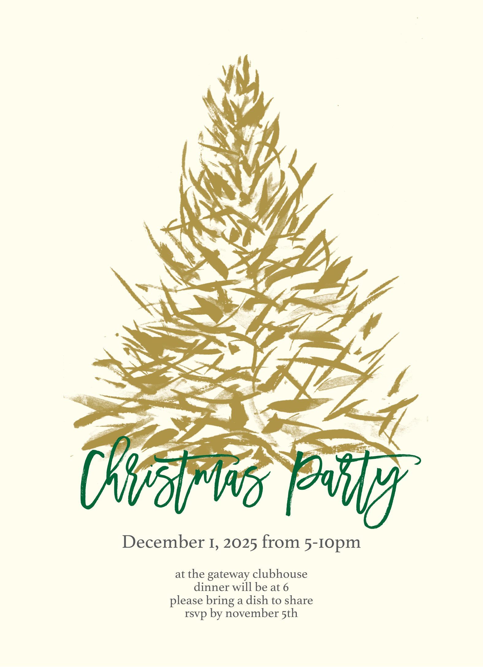 Gold Tree Christmas Invite