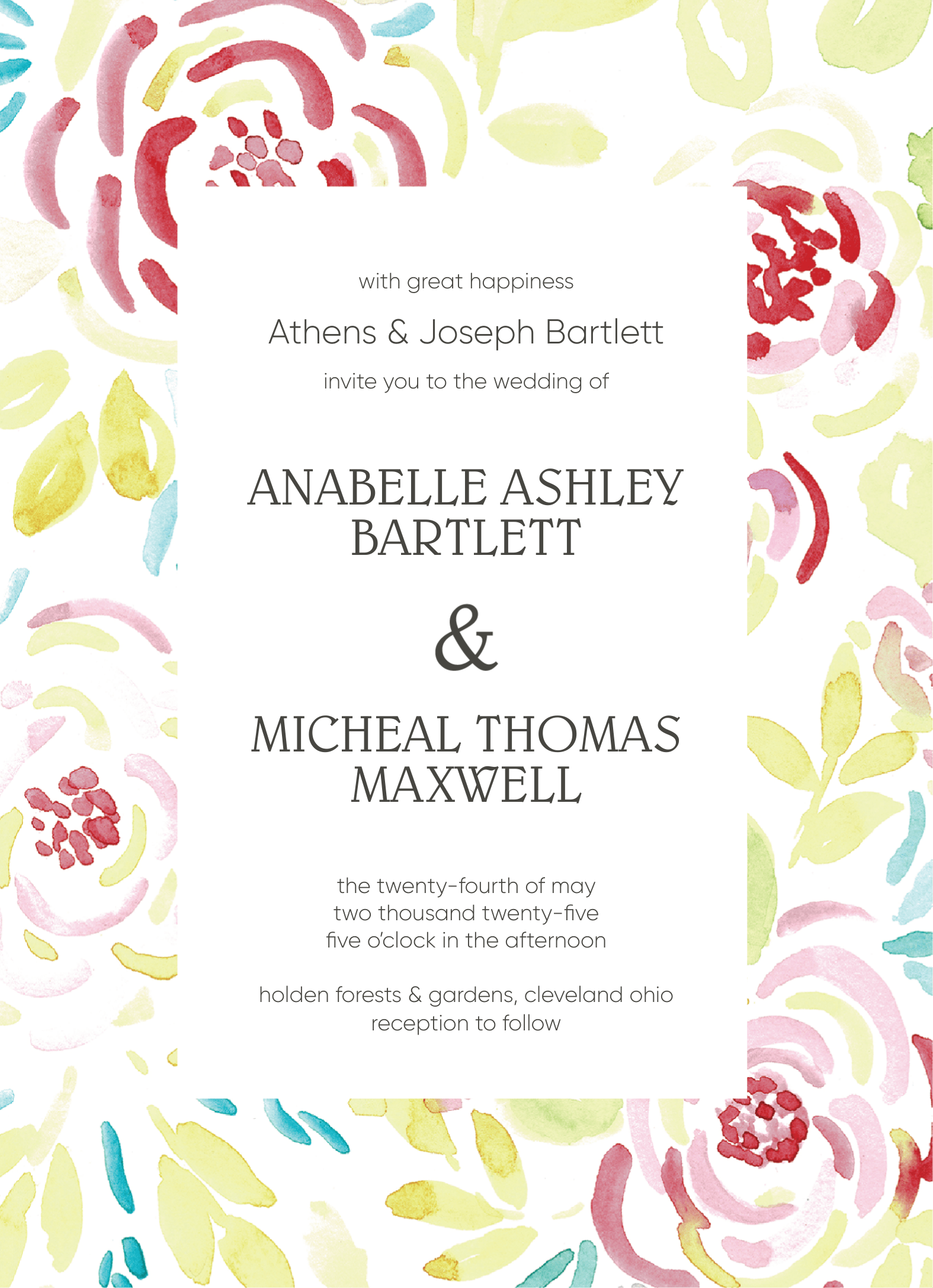 Happy Flowers Wedding Invite