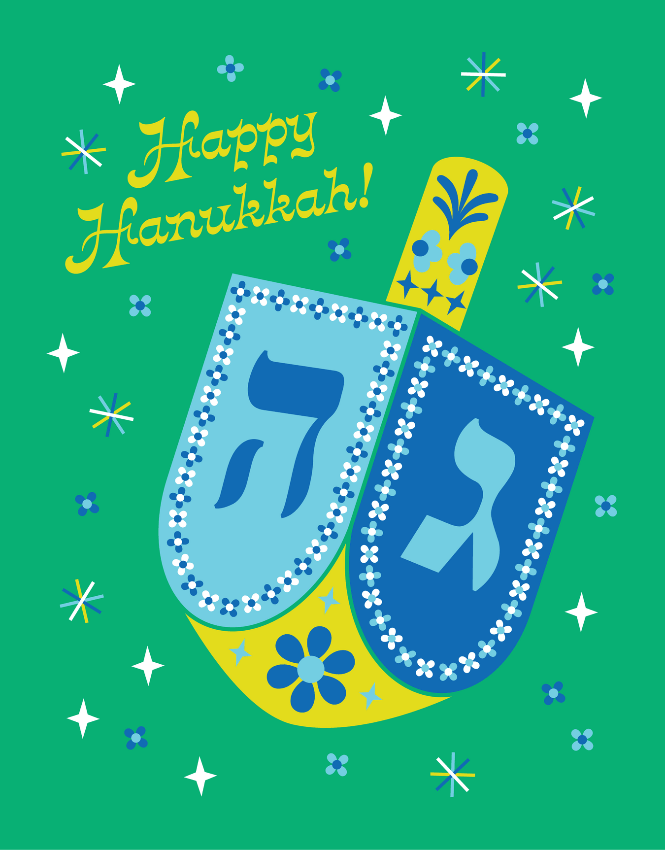 Retro Floral Dreidel