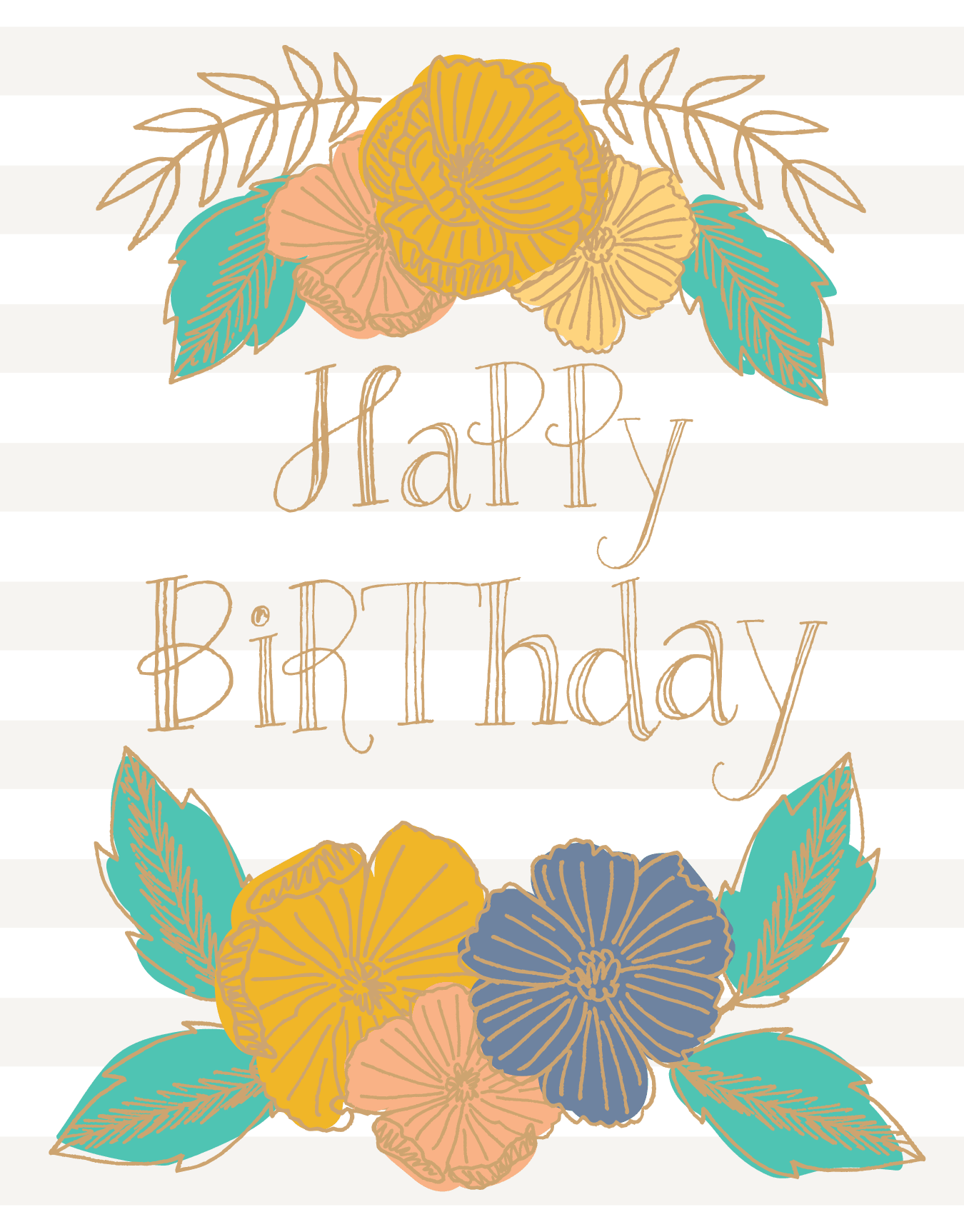 Flower Stripe Birthday