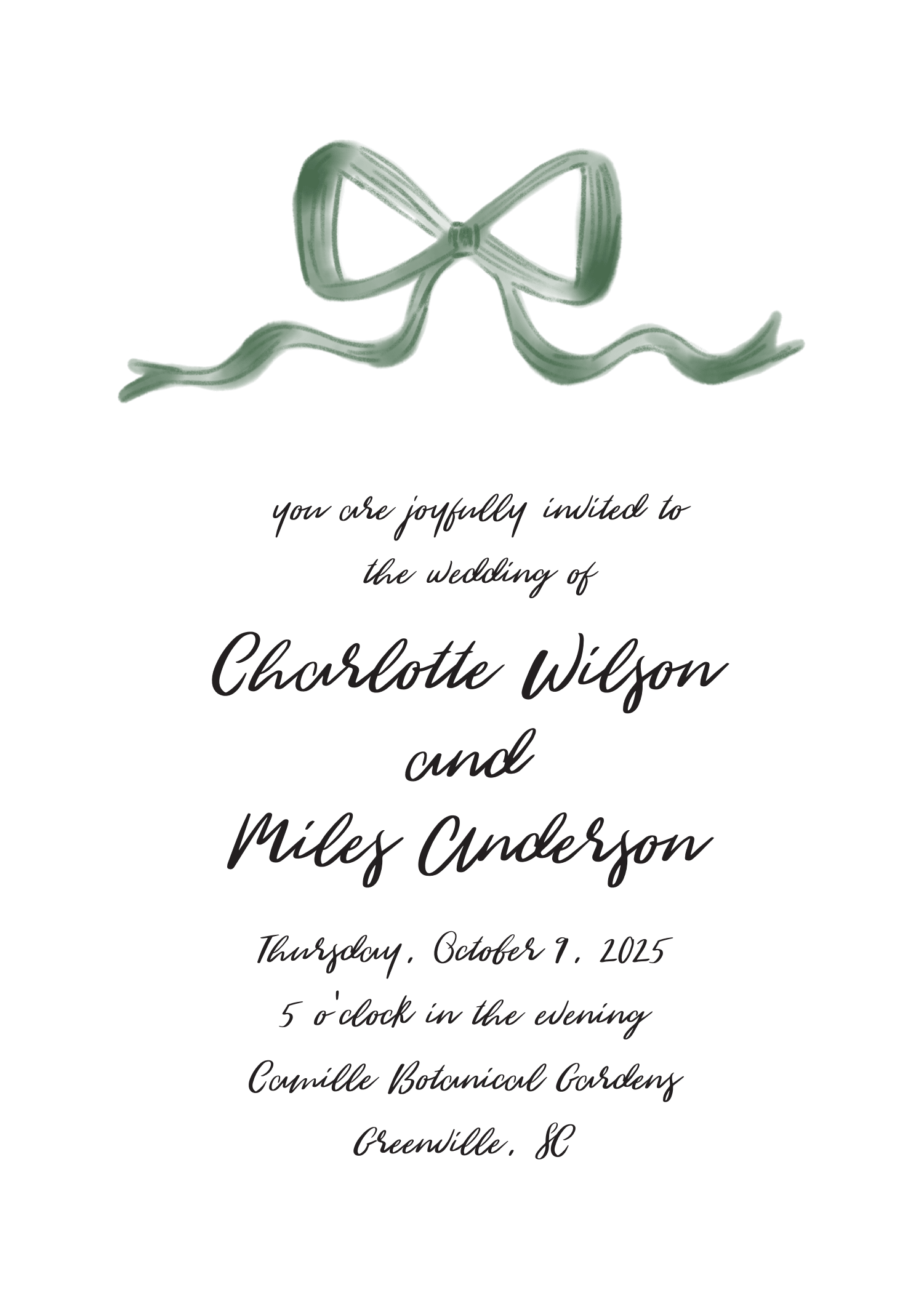 Green Watercolor Bow