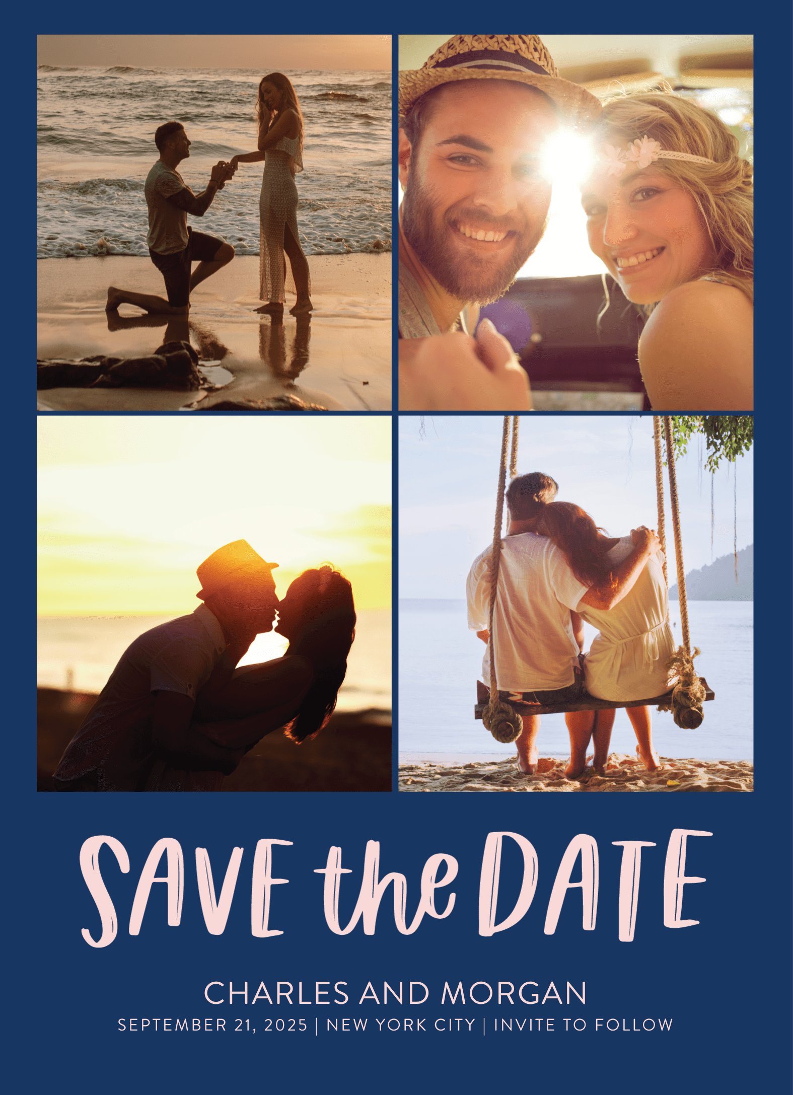 Blue Grid Save The Date