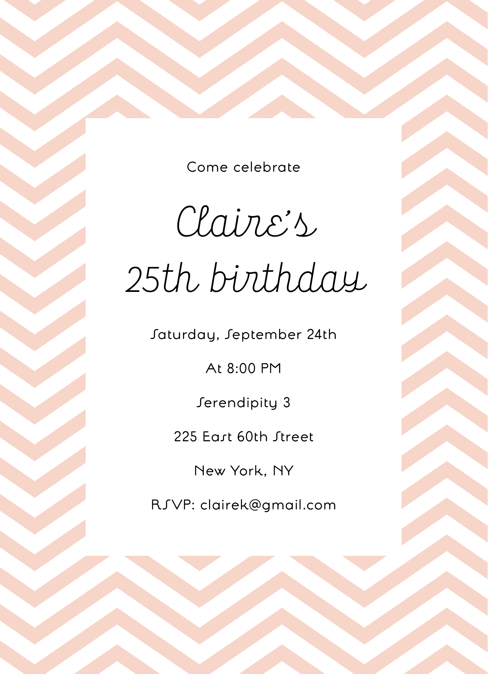 Chevron Birthday Invite