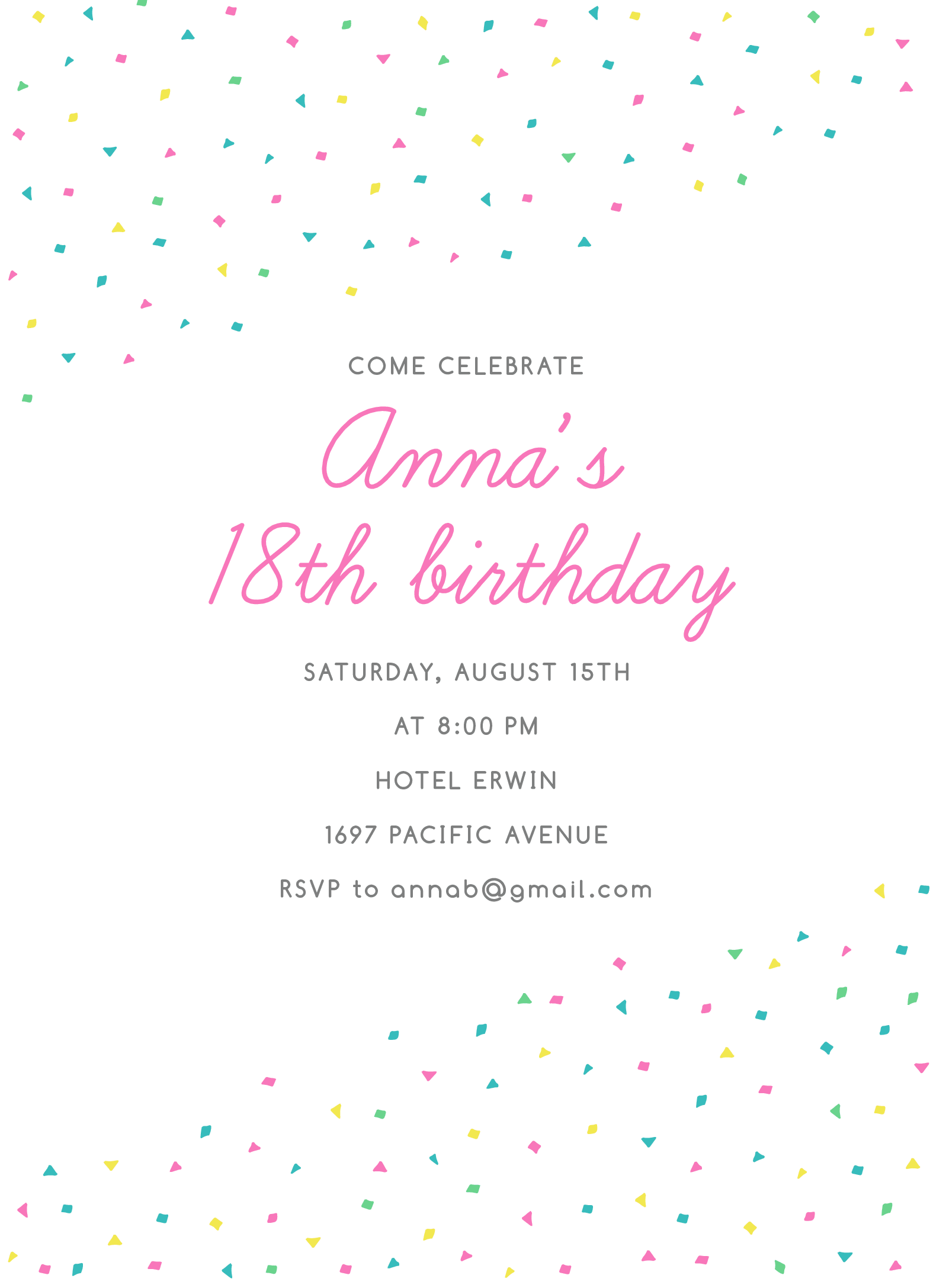 Confetti Birthday Invite