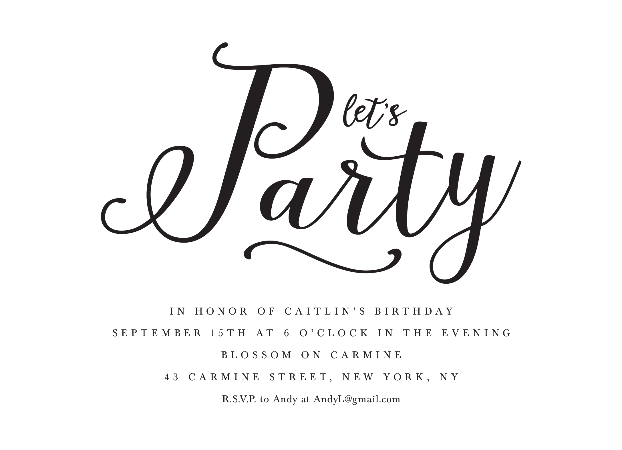 Black Lettering Invite