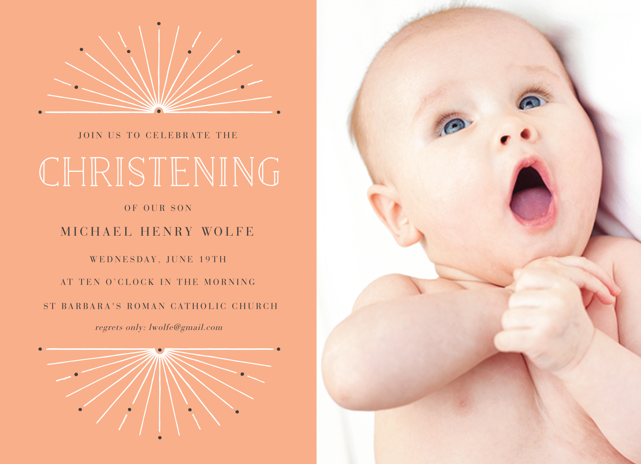 Christening Art Deco Photo Sunrise