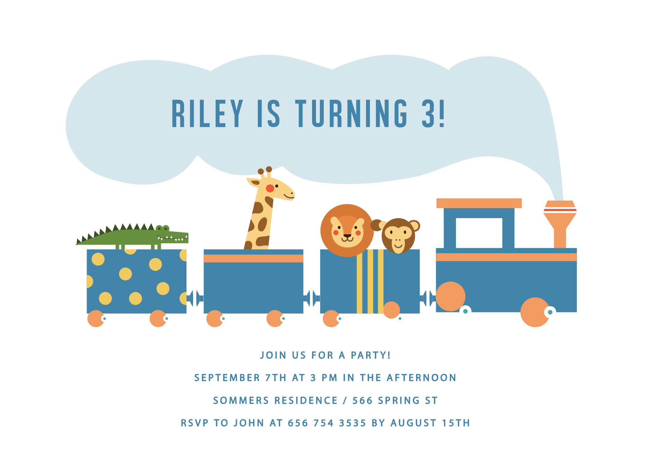 Safari Train Birthday Invite