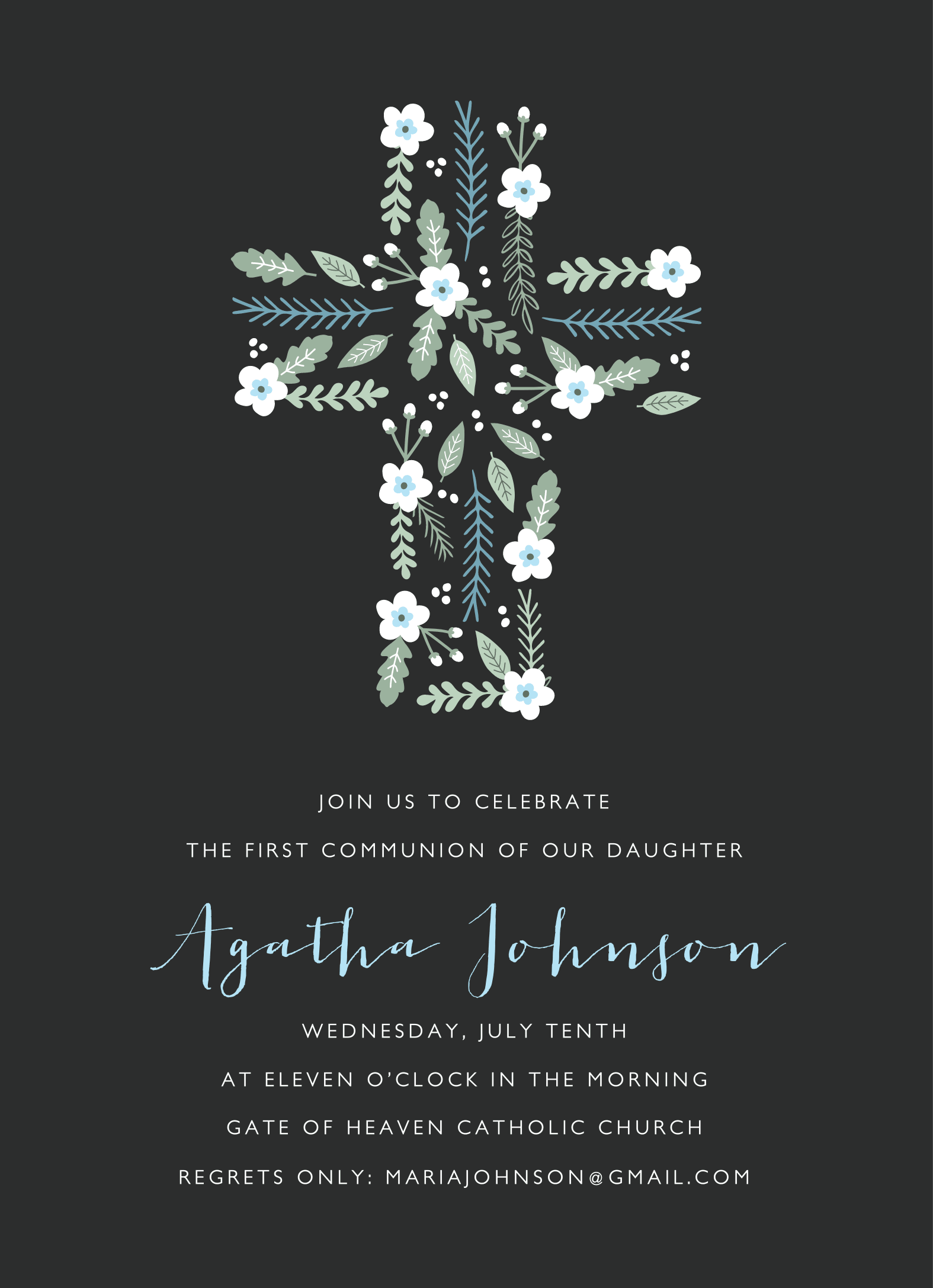 Floral Cross First Communion