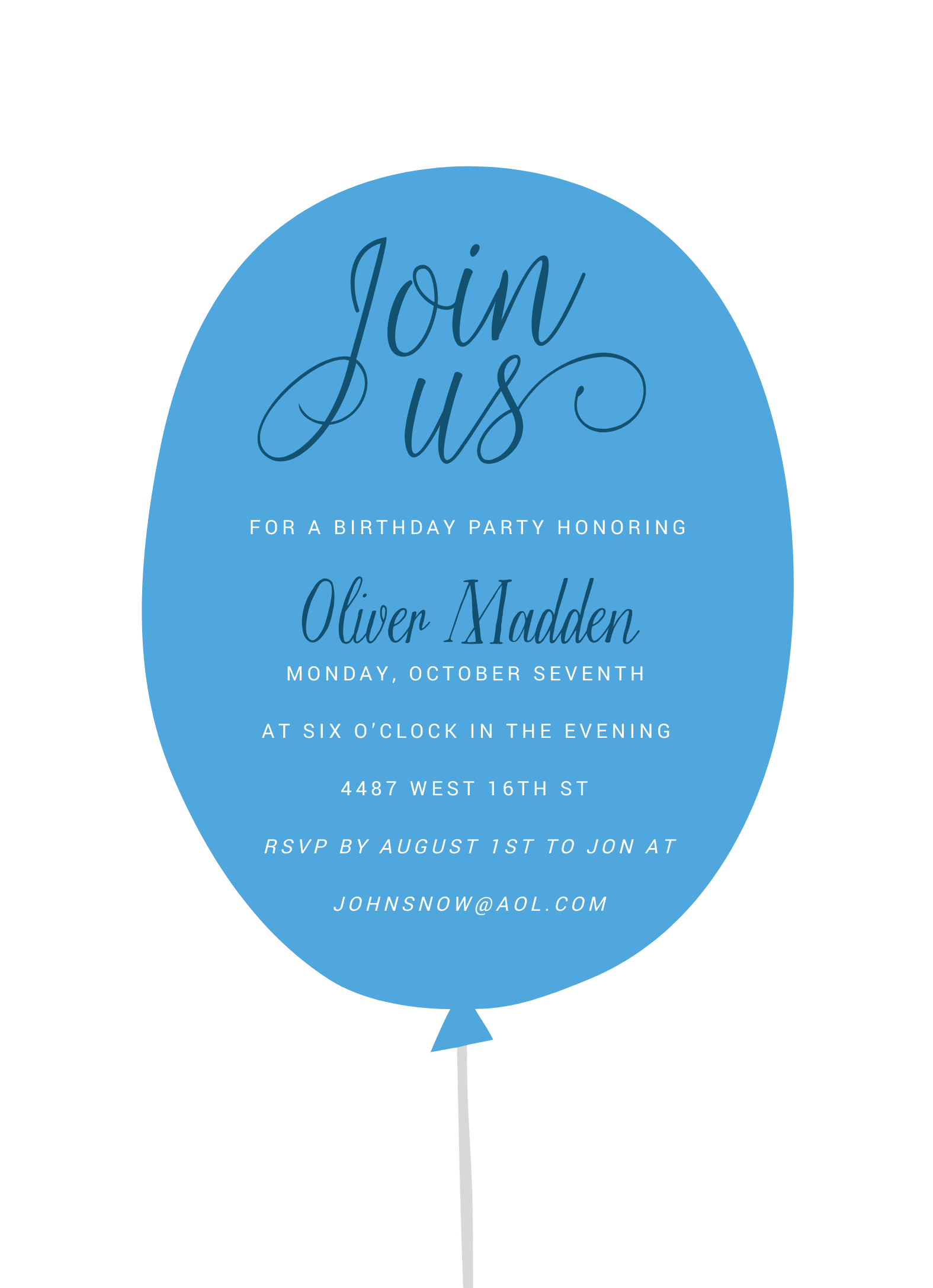 Join Us Blue Balloon