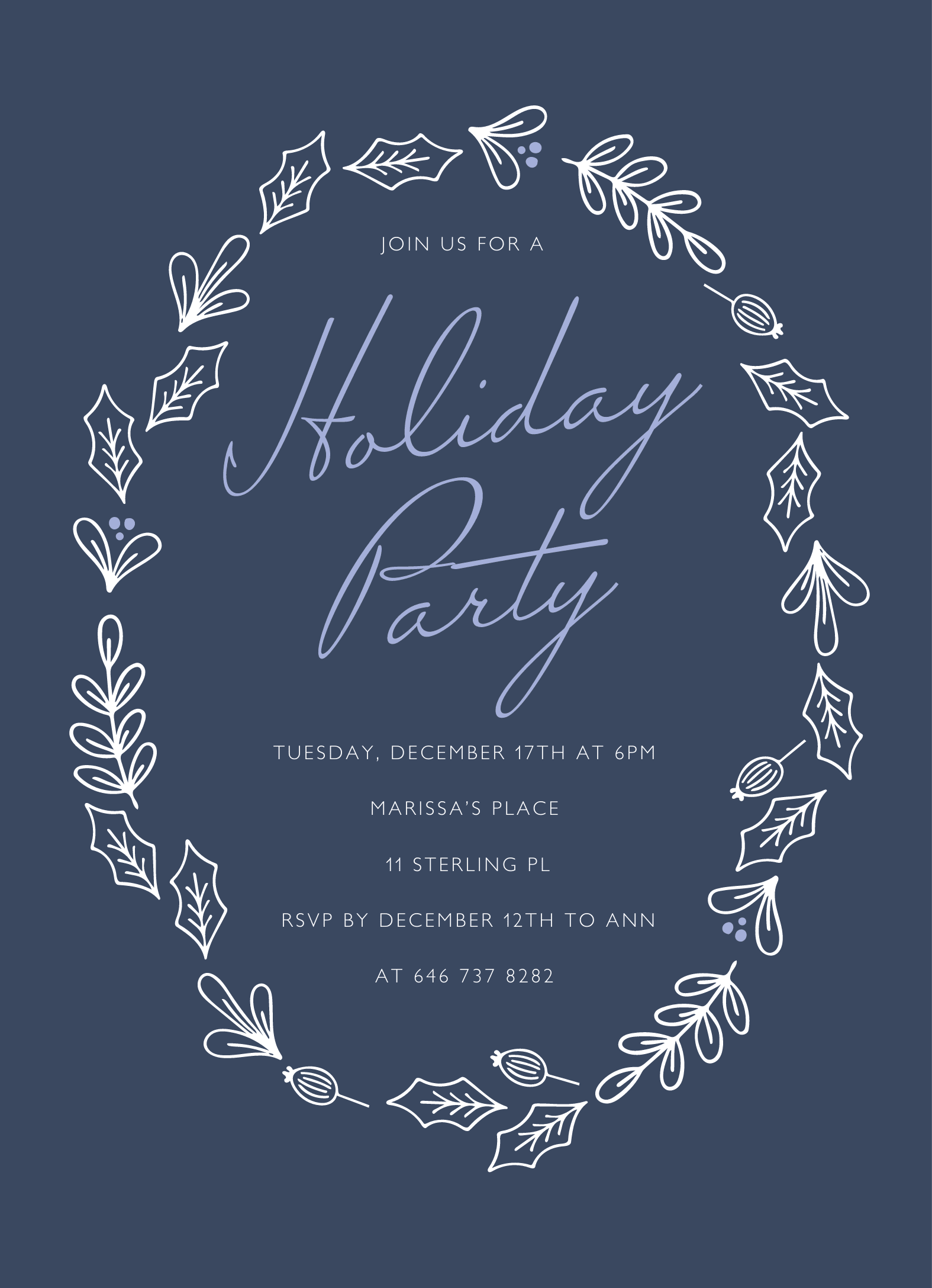 Blue Winter Wreath Party
