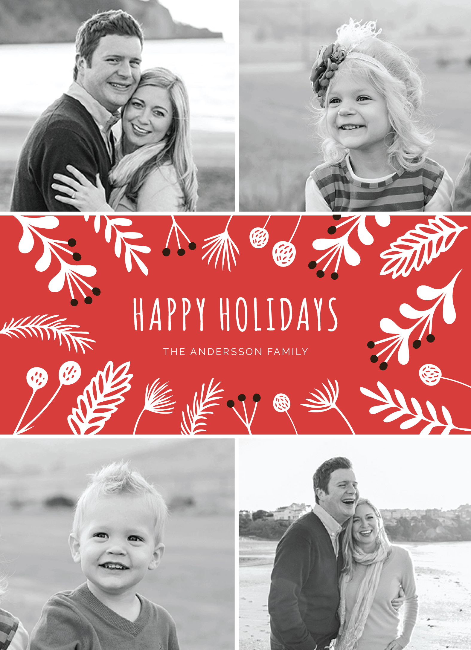 Red Happy Holidays Floral