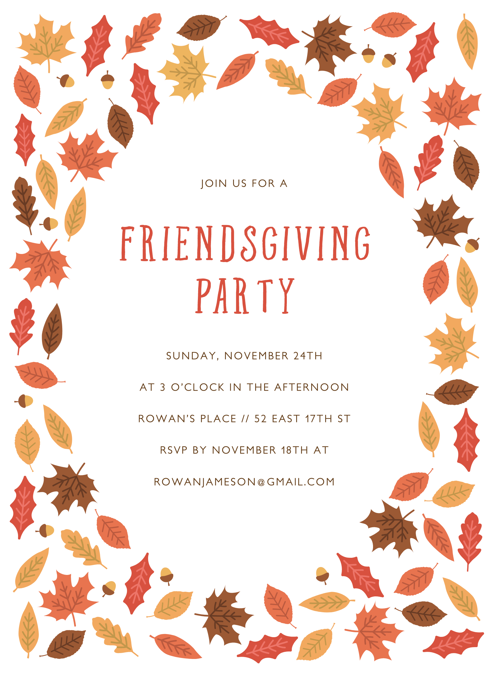 Foliage Friendsgiving Party Invite