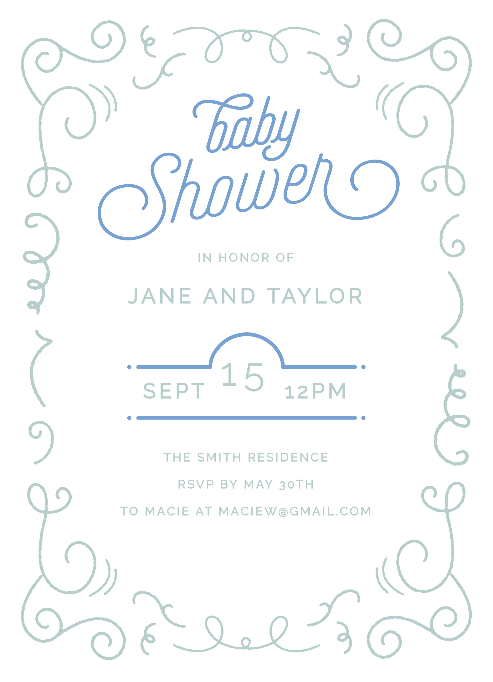 Blue Script Baby Shower
