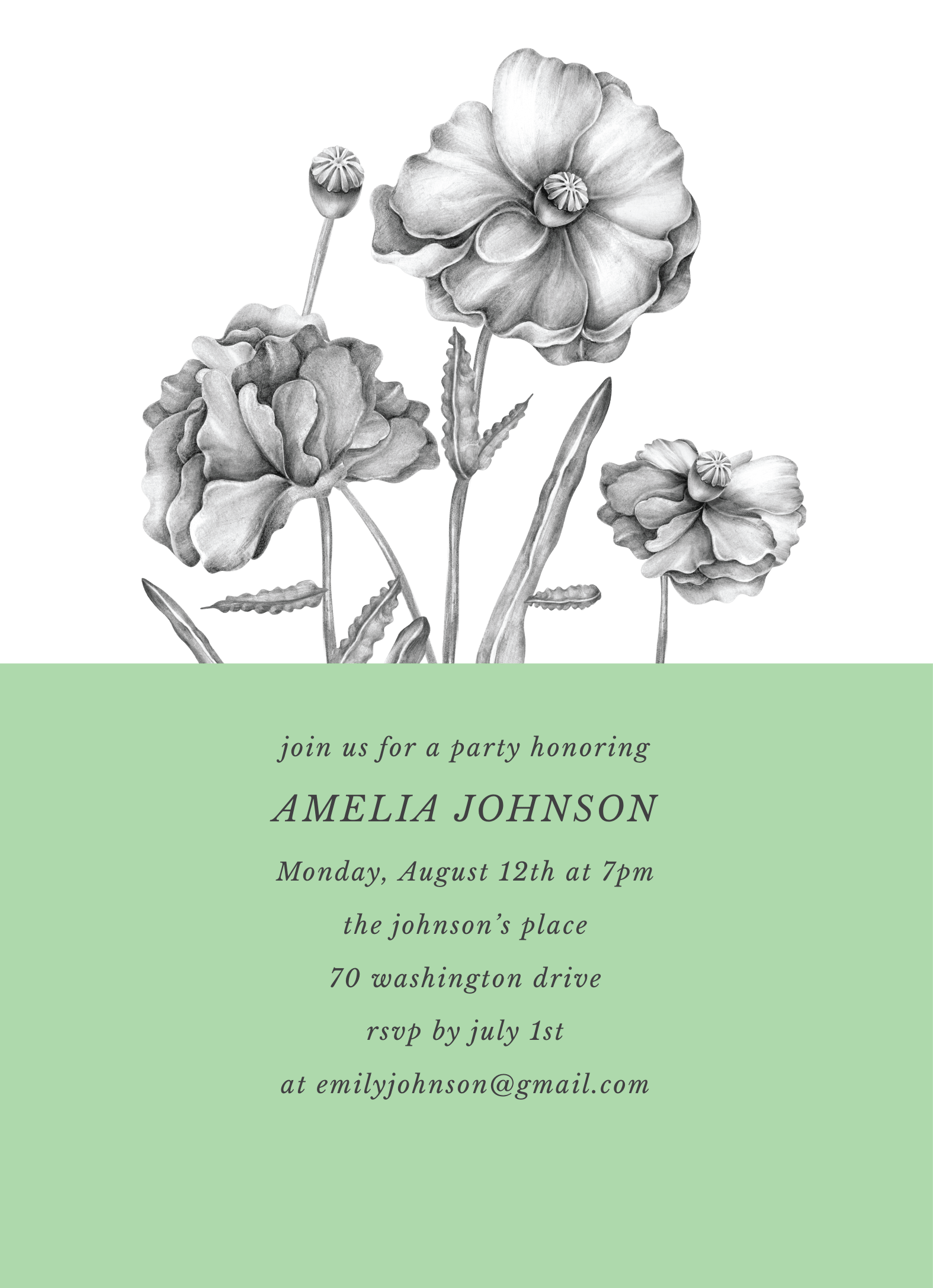 Poppy Party Invite