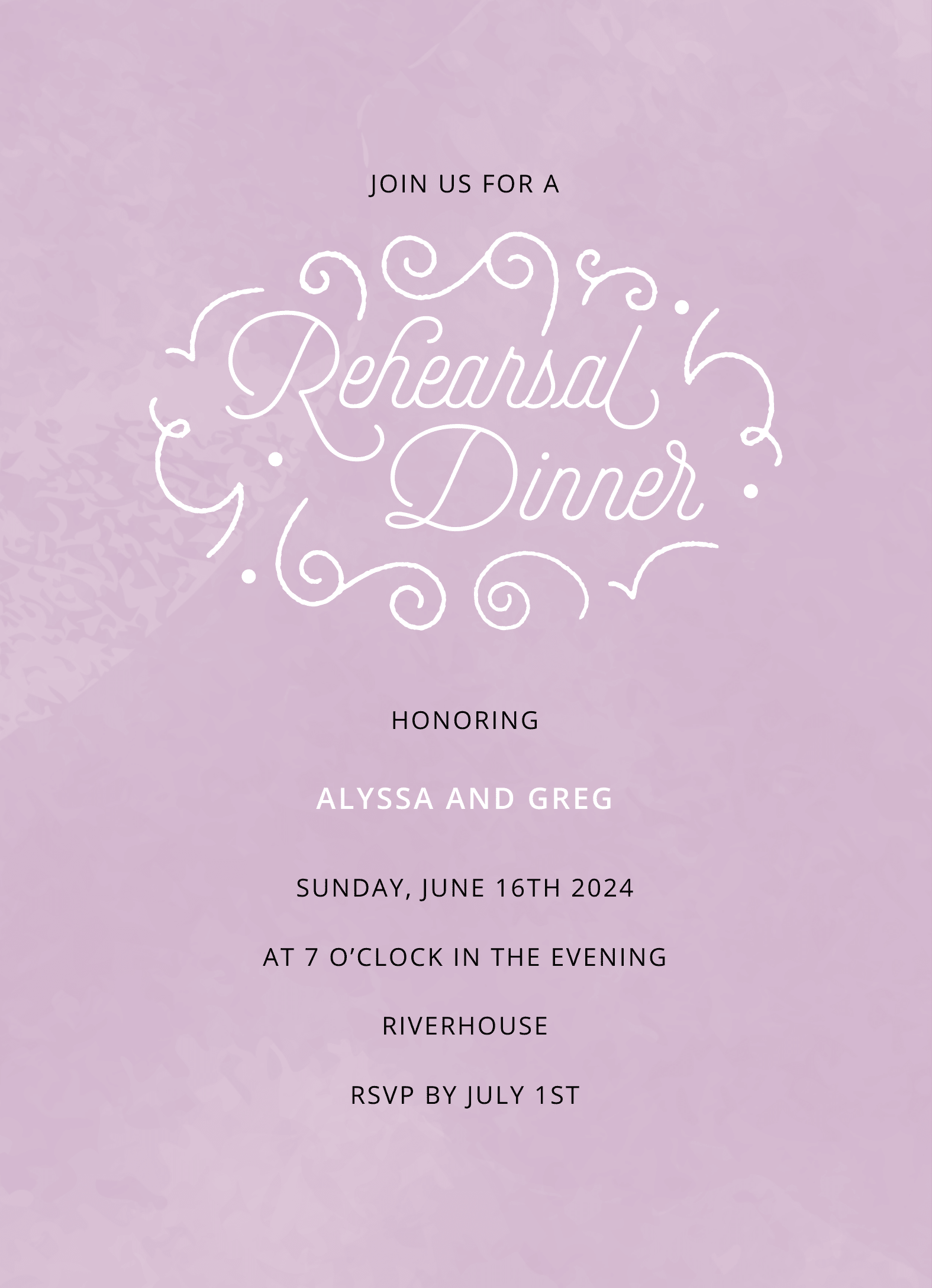 Lilac Rehearsal Dinner