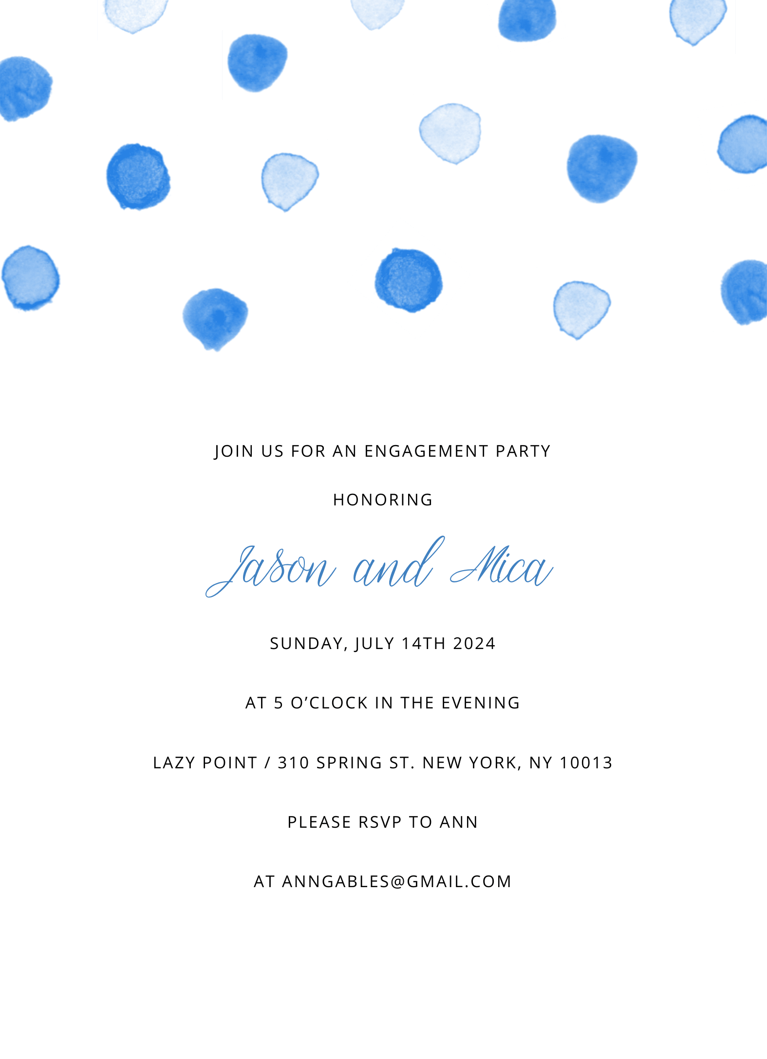 Blue Dots Engagement Party