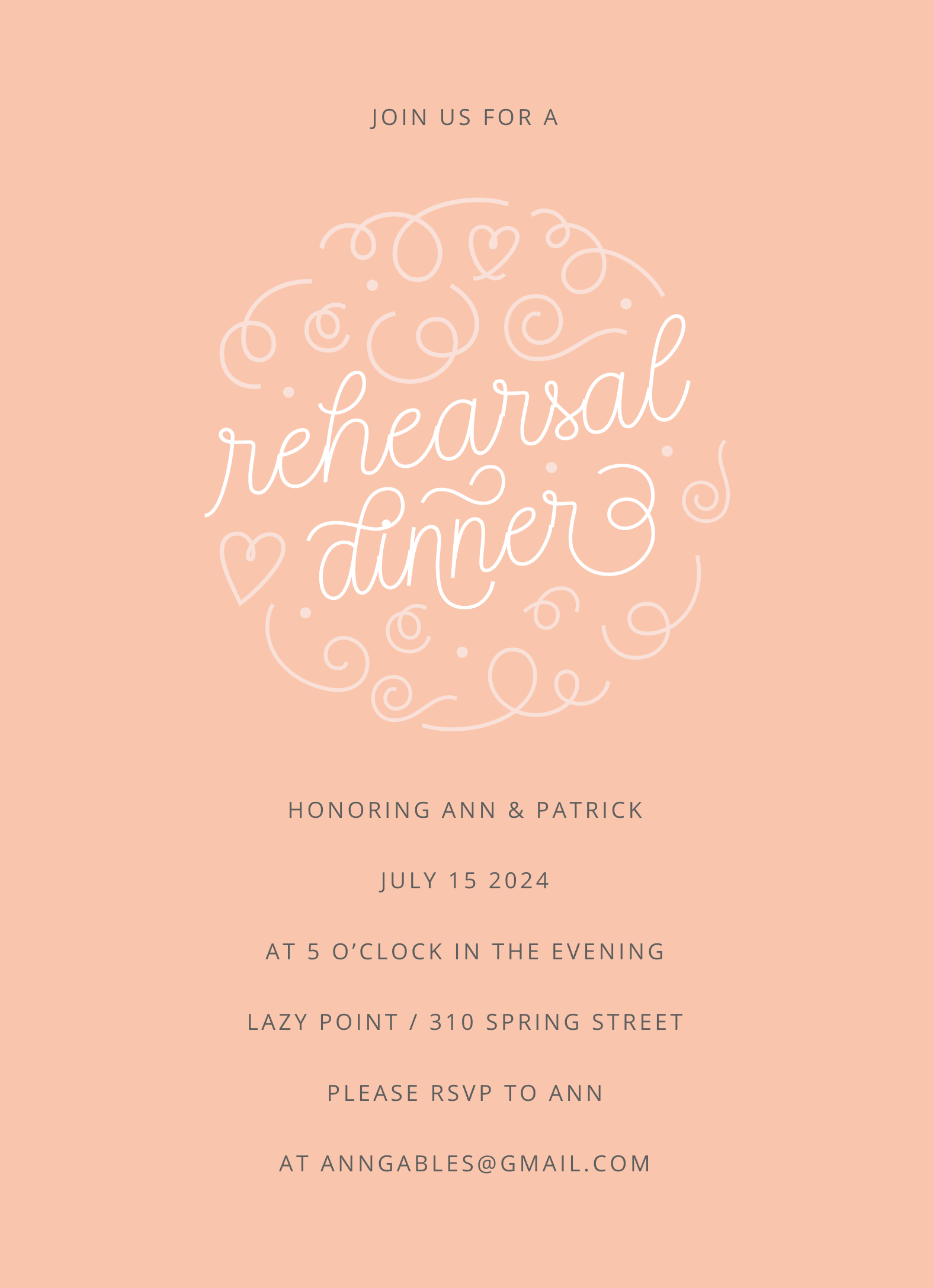 Swirly Rehearsal Dinner