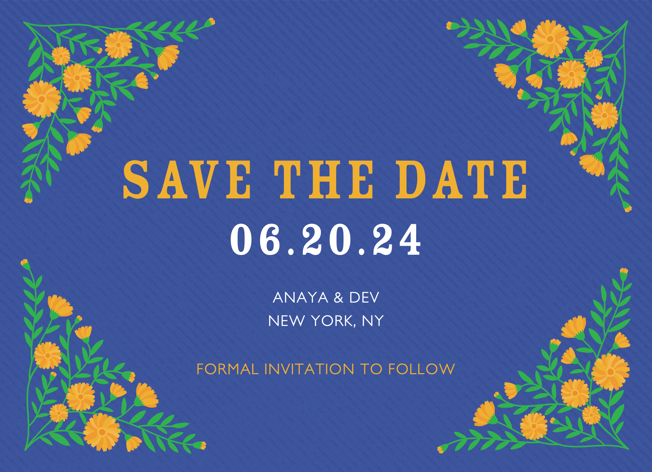 Blue Floral Save The Date