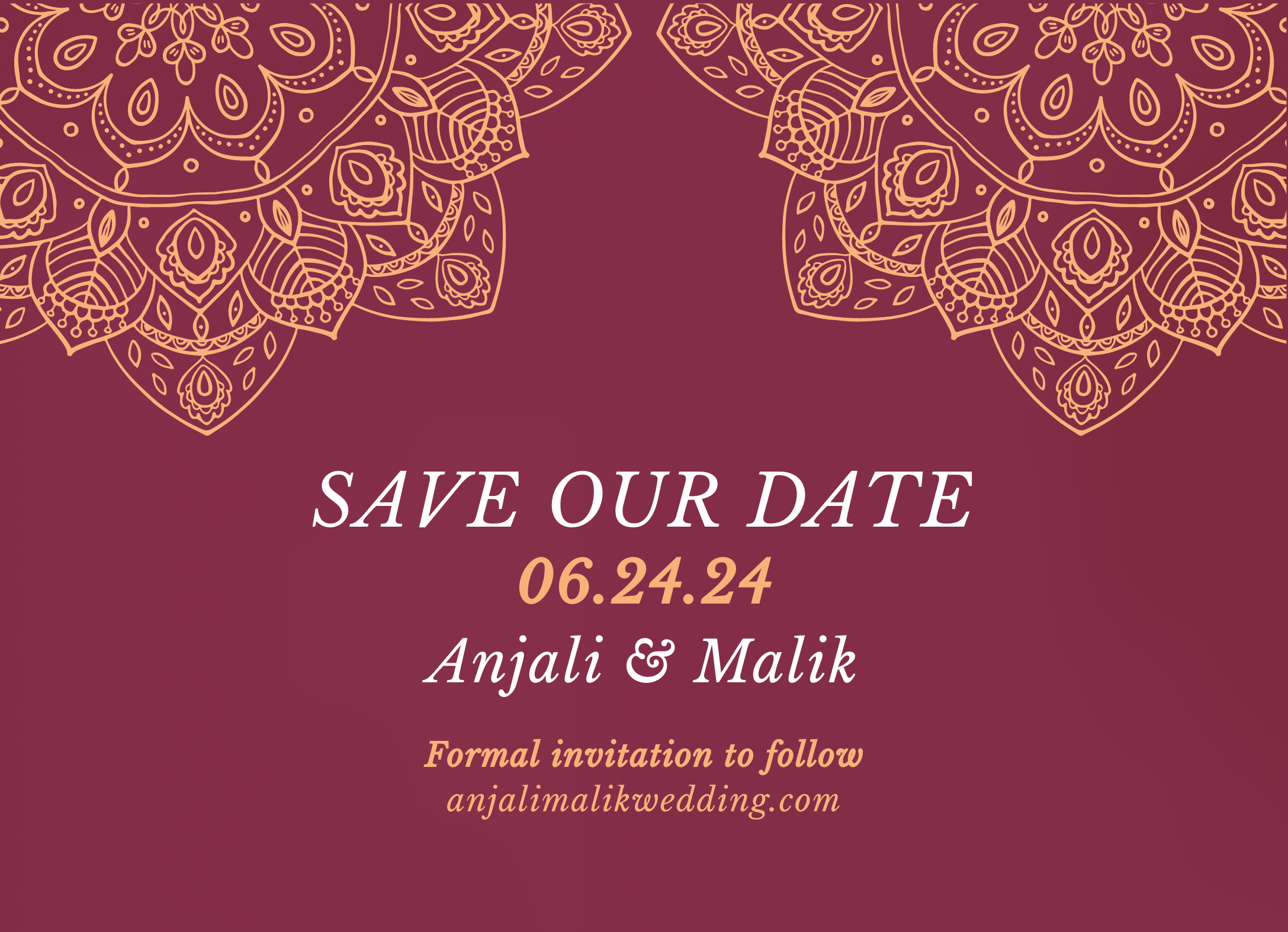 Burgundy Henna Save The Date
