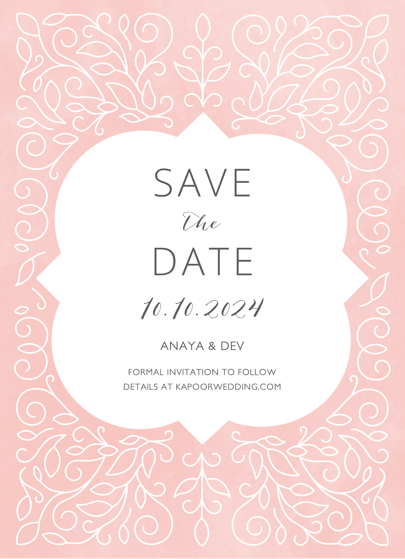 Blush Ornament Save The Date