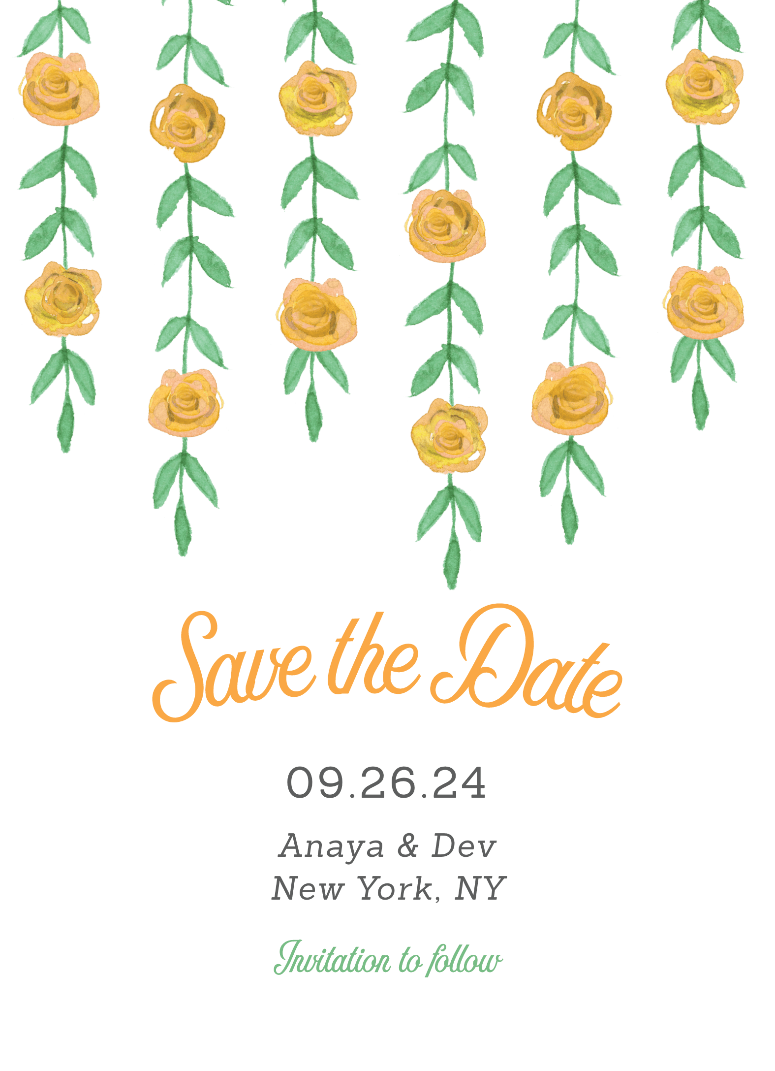 Yellow Garland Save The Date