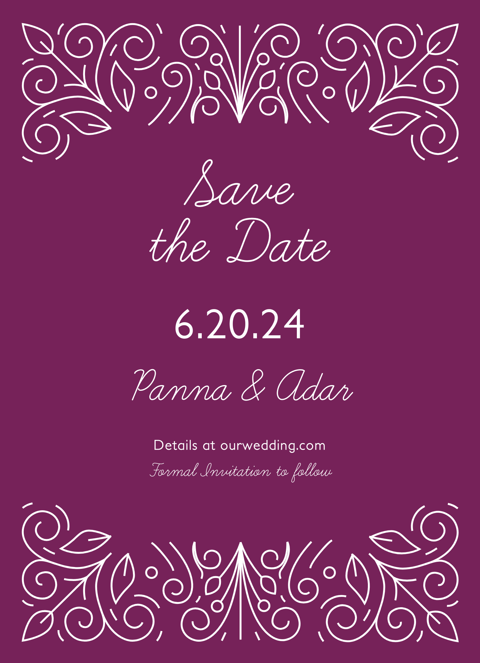 Purple Ornament Save The Date