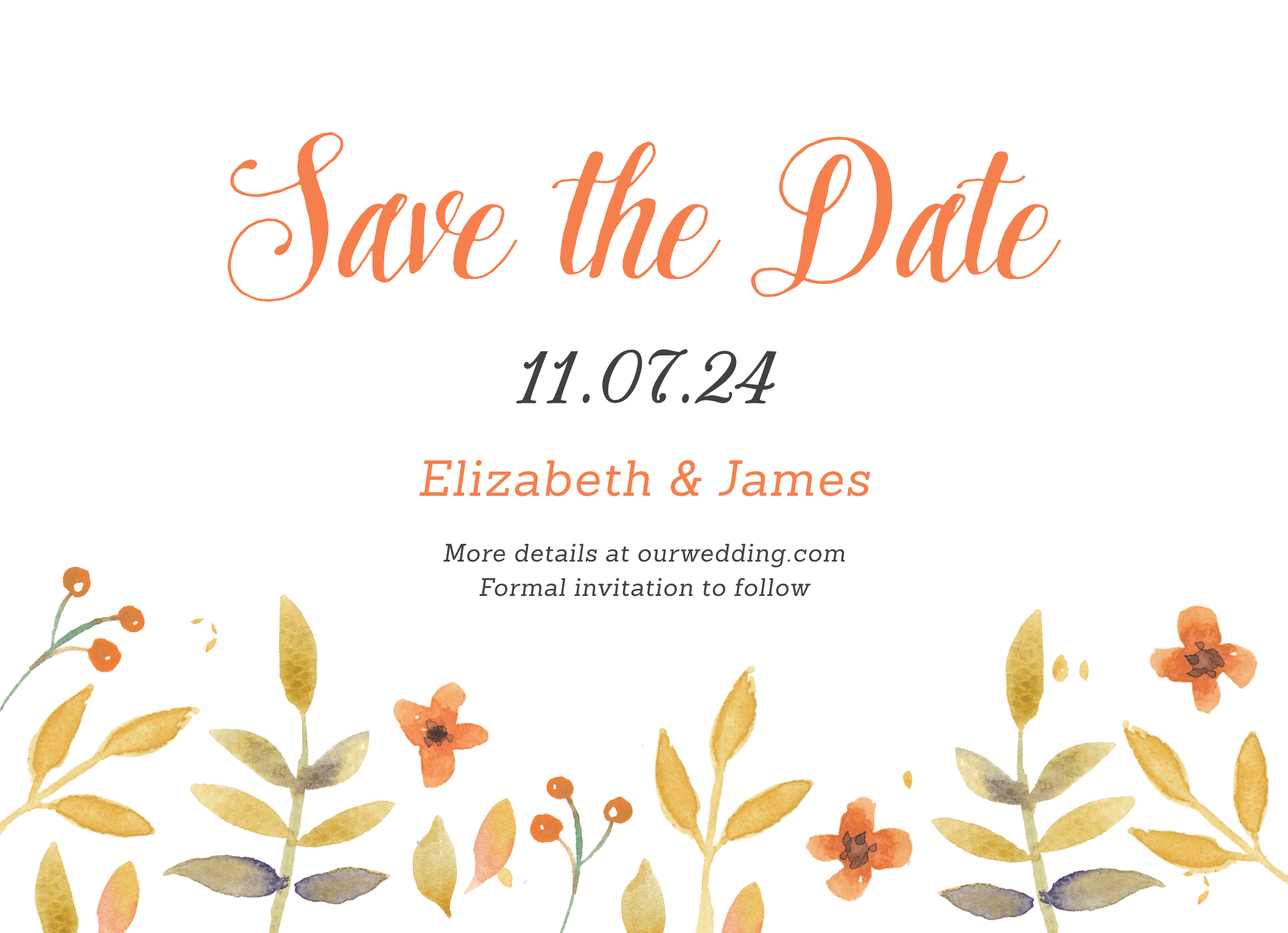 Watercolor Florals Save The Date