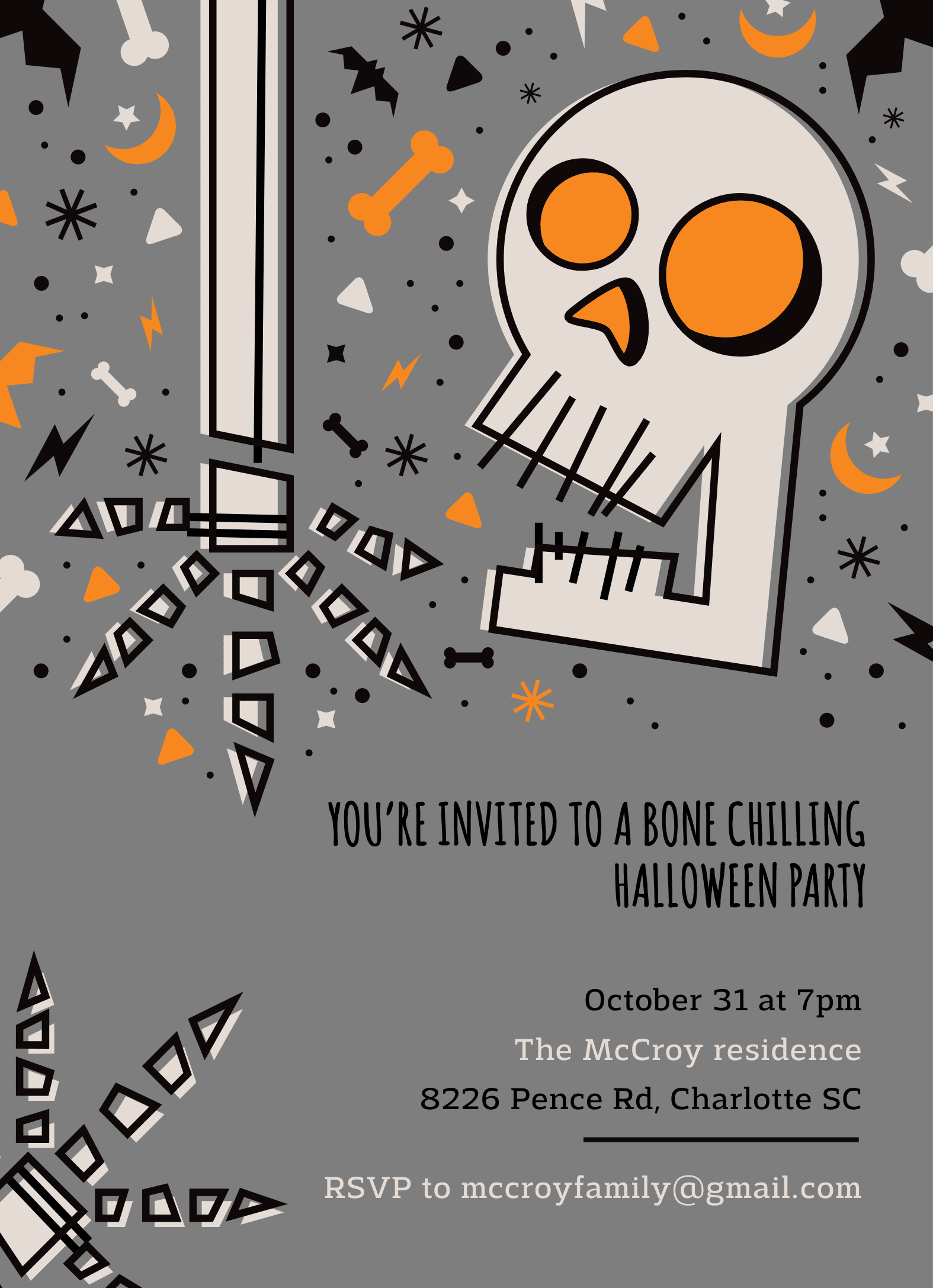 Skeleton Halloween Party Invitation