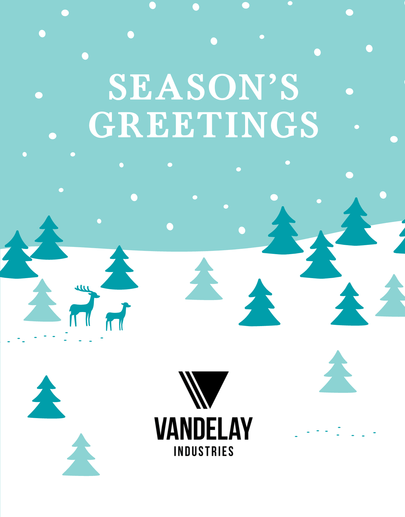 Snowy Season's Greetings Folded Logo Card