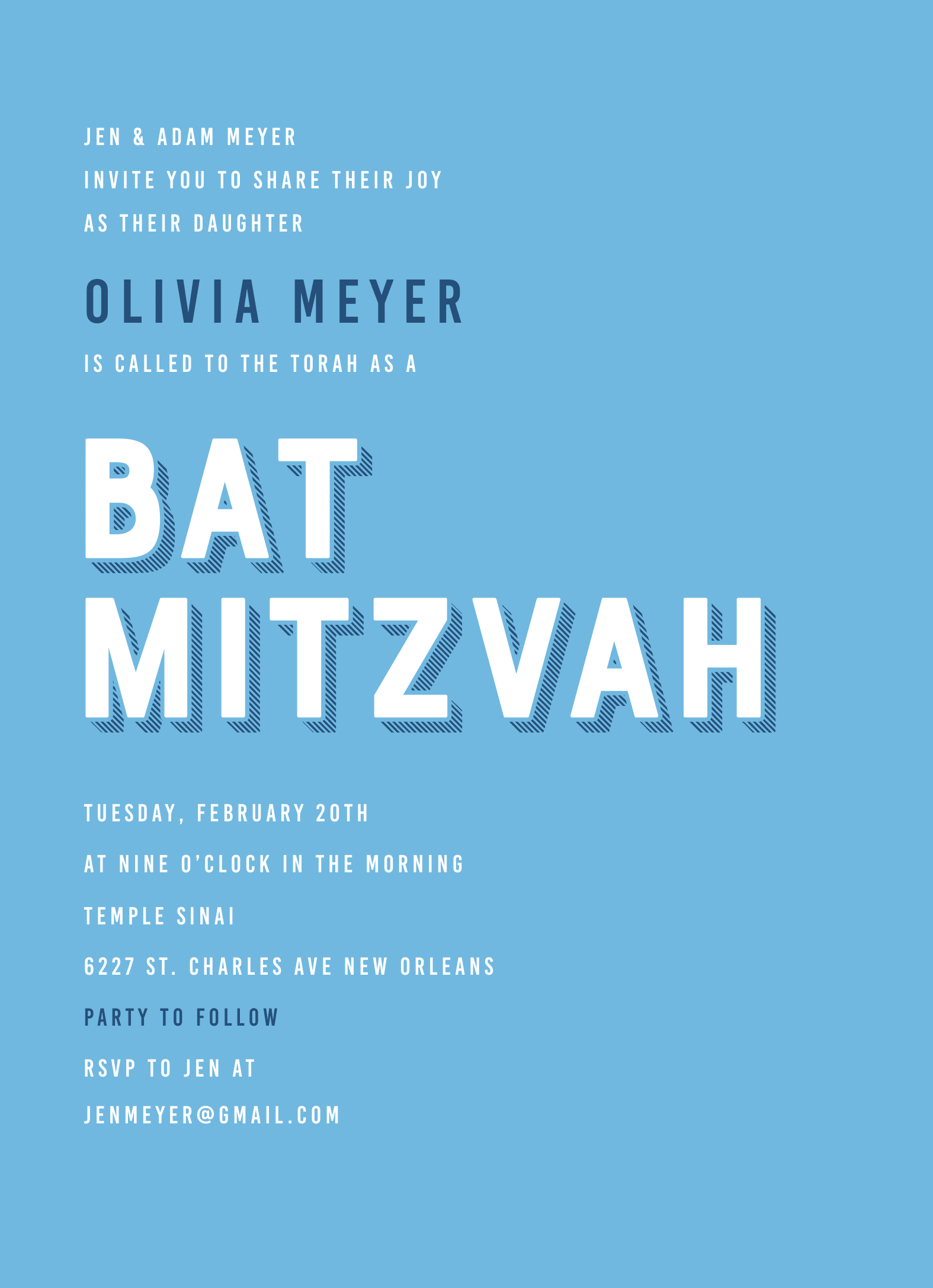 Bold Lettering Bat Mitzvah