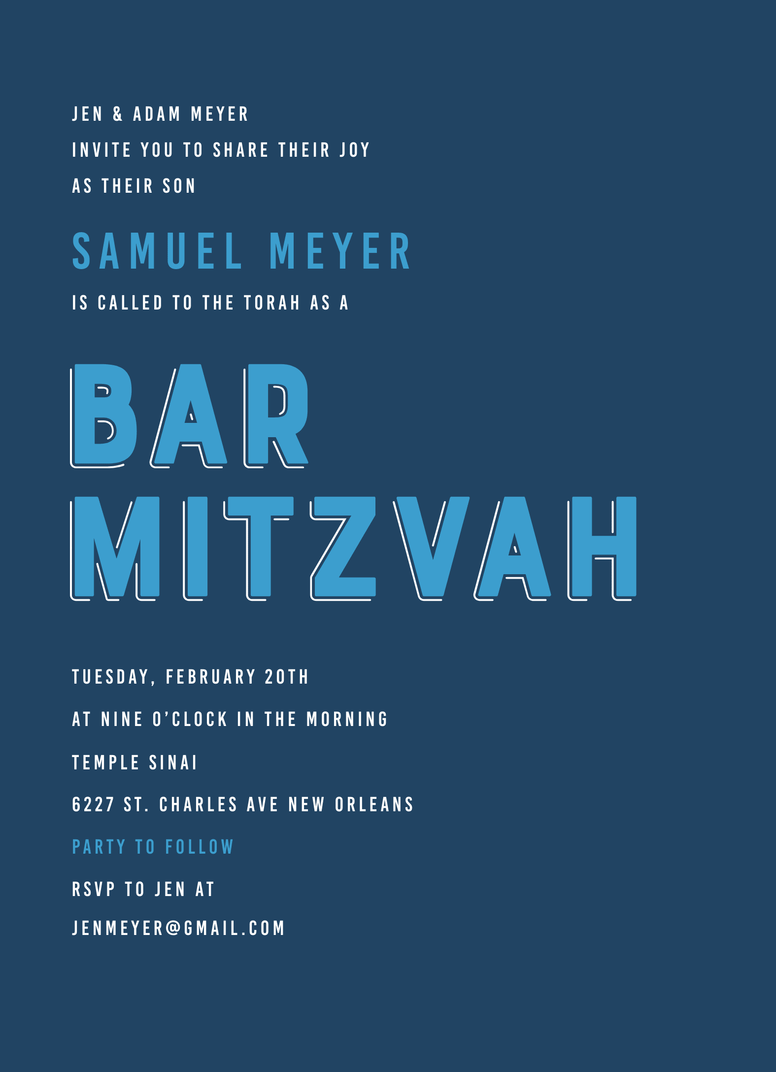 Bold Lettering Bar Mitzvah